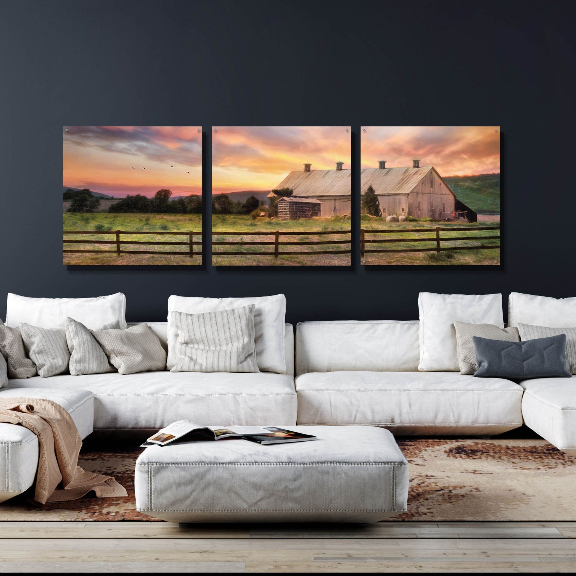 Epic Art 'Sunset in the Valley' by Lori Deiter Acrylic Glass Wall Art, 3 Piece Set,108x36