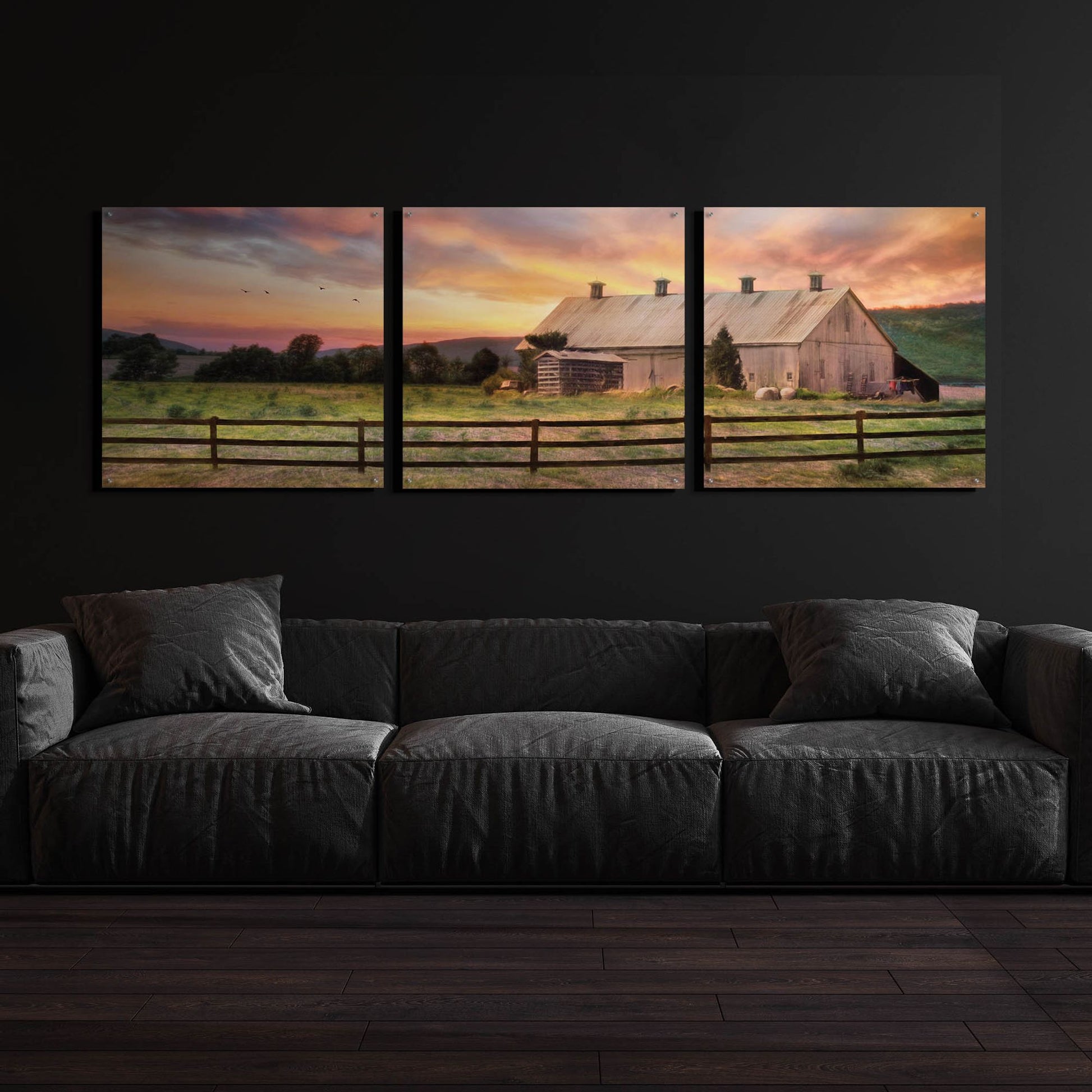 Epic Art 'Sunset in the Valley' by Lori Deiter Acrylic Glass Wall Art, 3 Piece Set,108x36