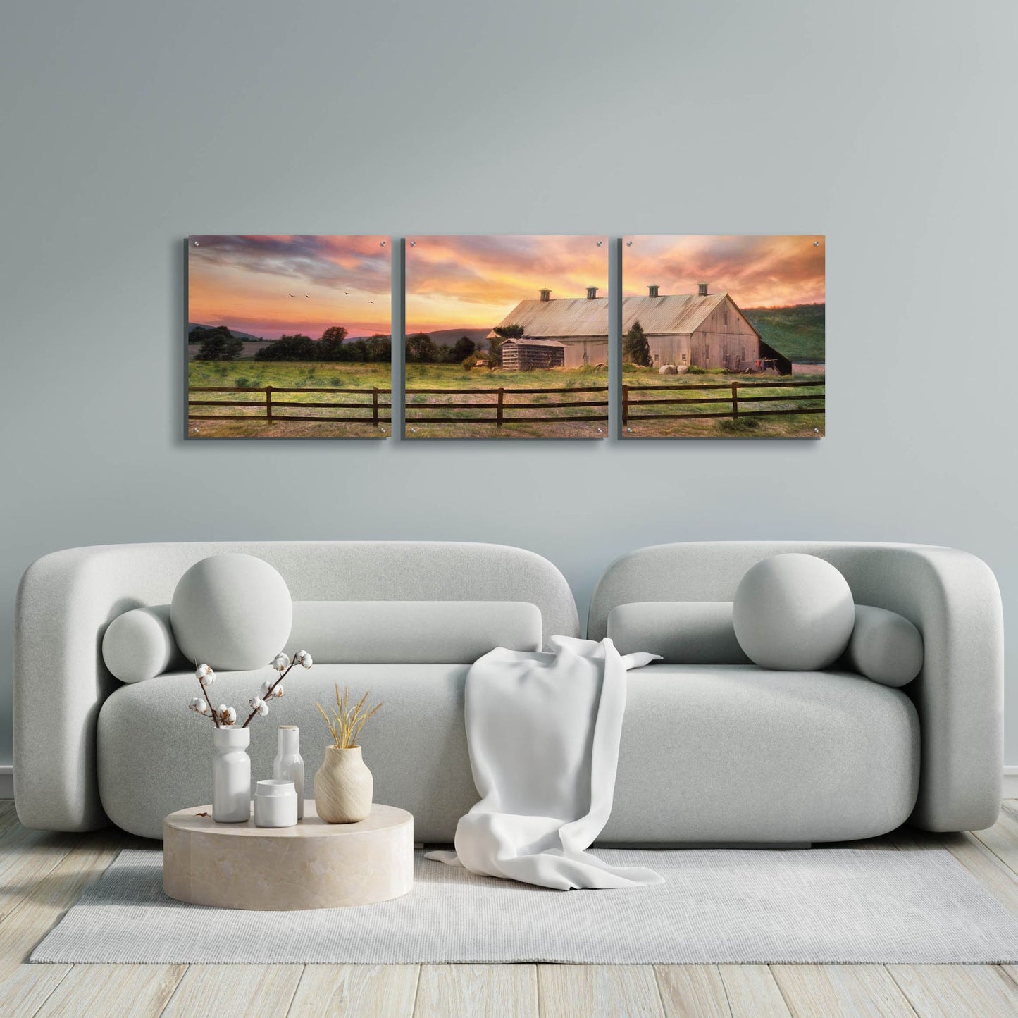 Epic Art 'Sunset in the Valley' by Lori Deiter Acrylic Glass Wall Art, 3 Piece Set,72x24