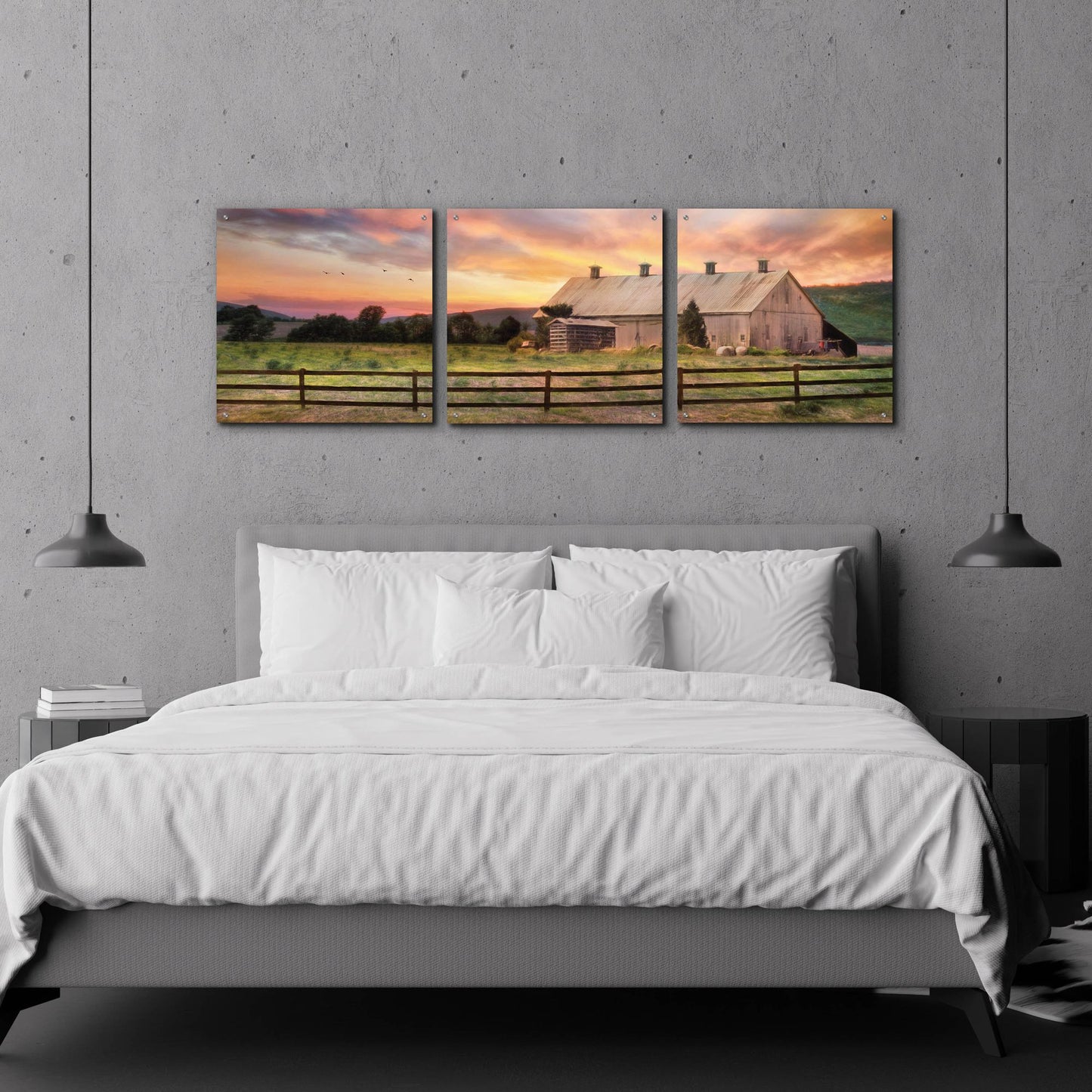 Epic Art 'Sunset in the Valley' by Lori Deiter Acrylic Glass Wall Art, 3 Piece Set,72x24