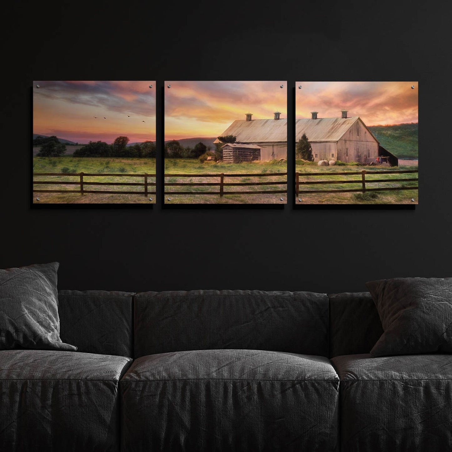 Epic Art 'Sunset in the Valley' by Lori Deiter Acrylic Glass Wall Art, 3 Piece Set,72x24