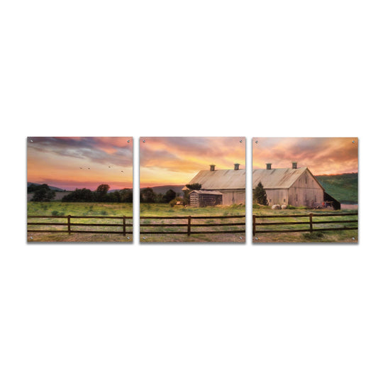 Epic Art 'Sunset in the Valley' by Lori Deiter Acrylic Glass Wall Art, 3 Piece Set