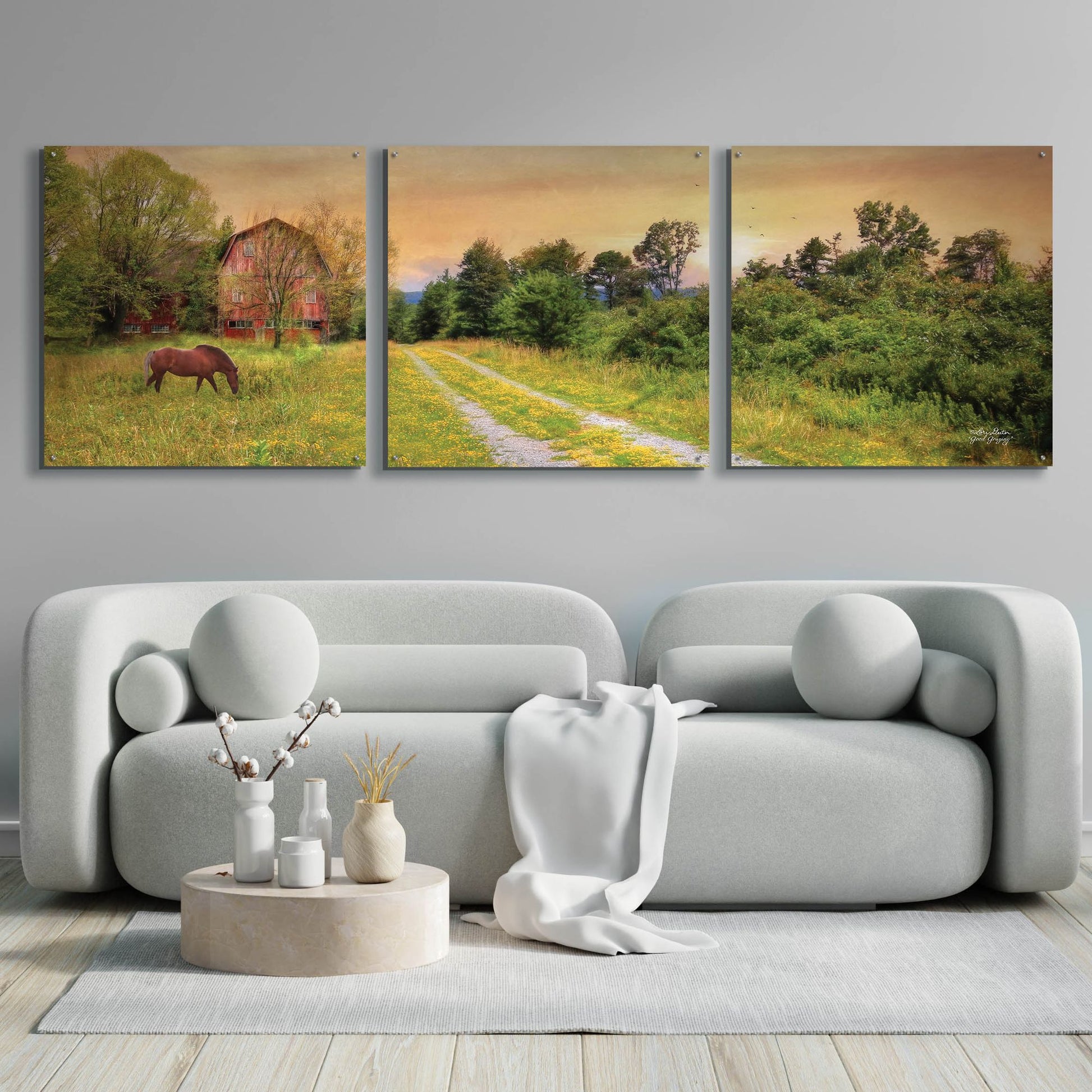 Epic Art 'Good Grazing' by Lori Deiter Acrylic Glass Wall Art, 3 Piece Set,108x36