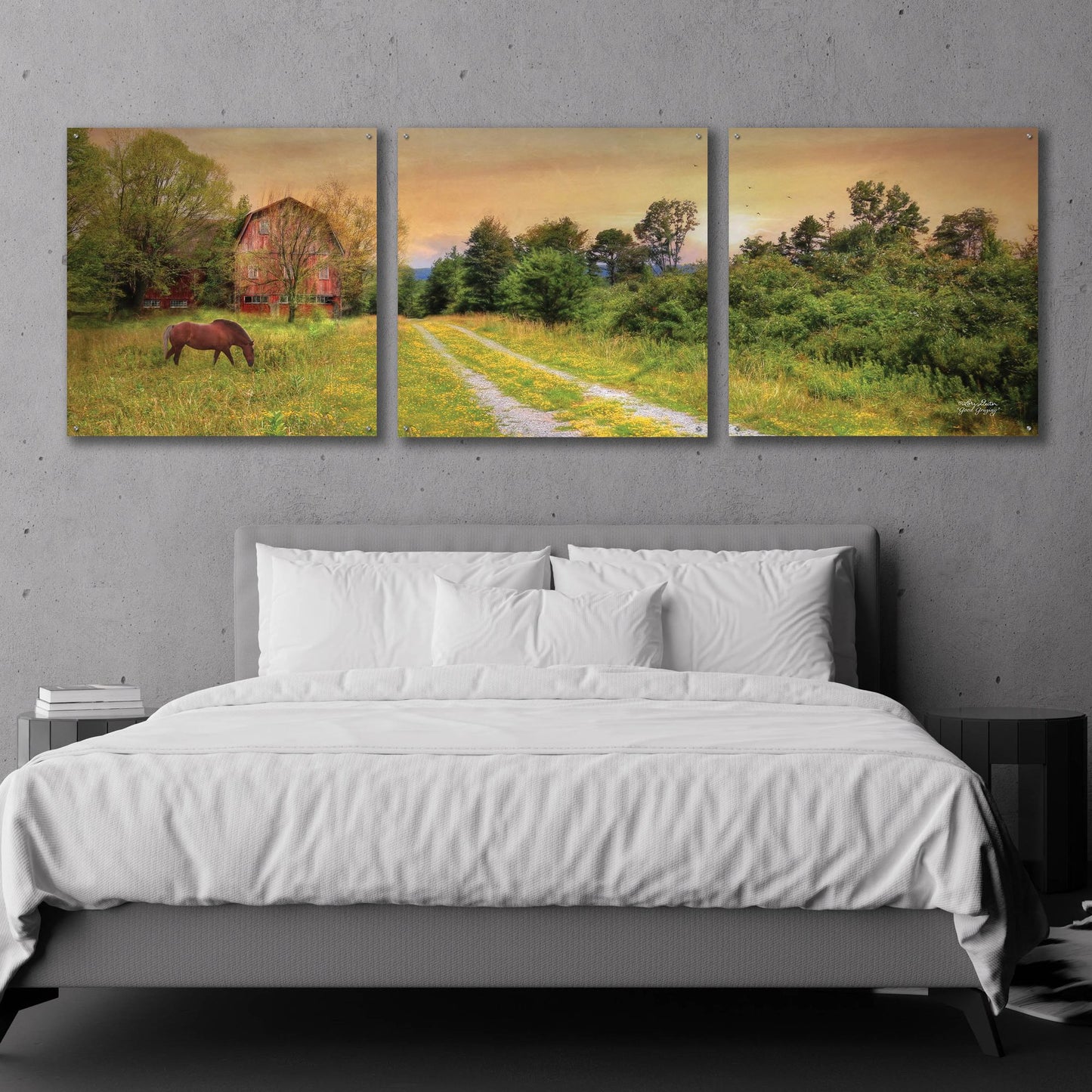 Epic Art 'Good Grazing' by Lori Deiter Acrylic Glass Wall Art, 3 Piece Set,108x36