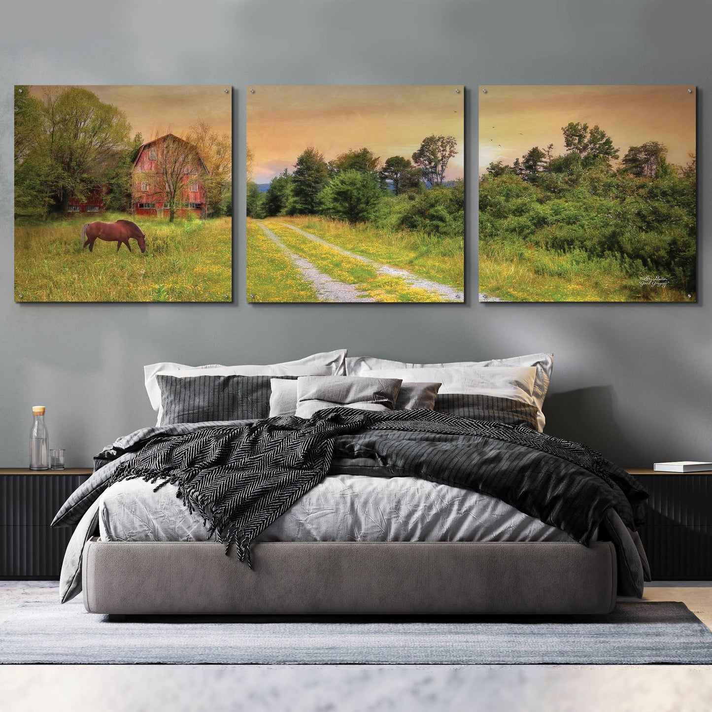 Epic Art 'Good Grazing' by Lori Deiter Acrylic Glass Wall Art, 3 Piece Set,108x36