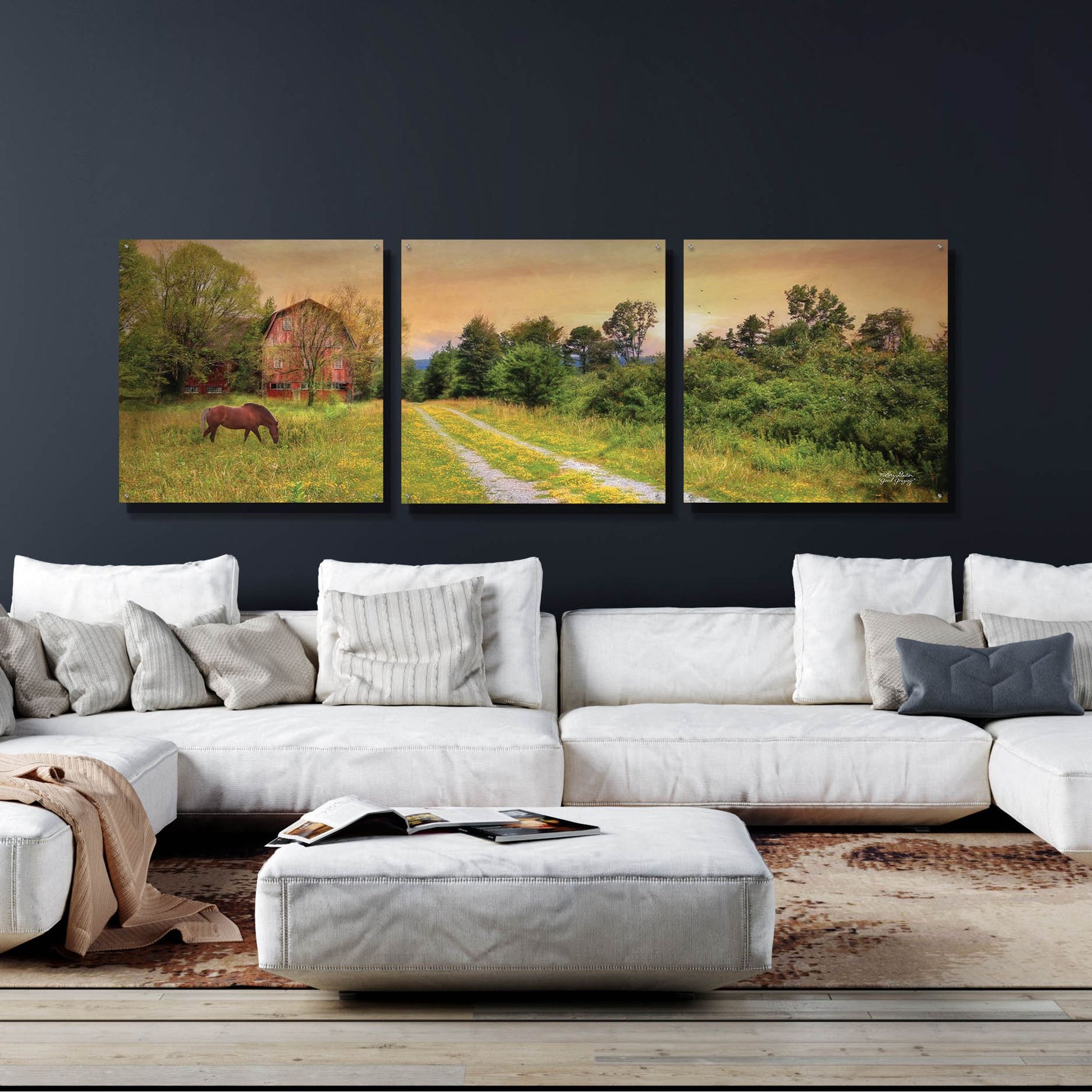 Epic Art 'Good Grazing' by Lori Deiter Acrylic Glass Wall Art, 3 Piece Set,108x36