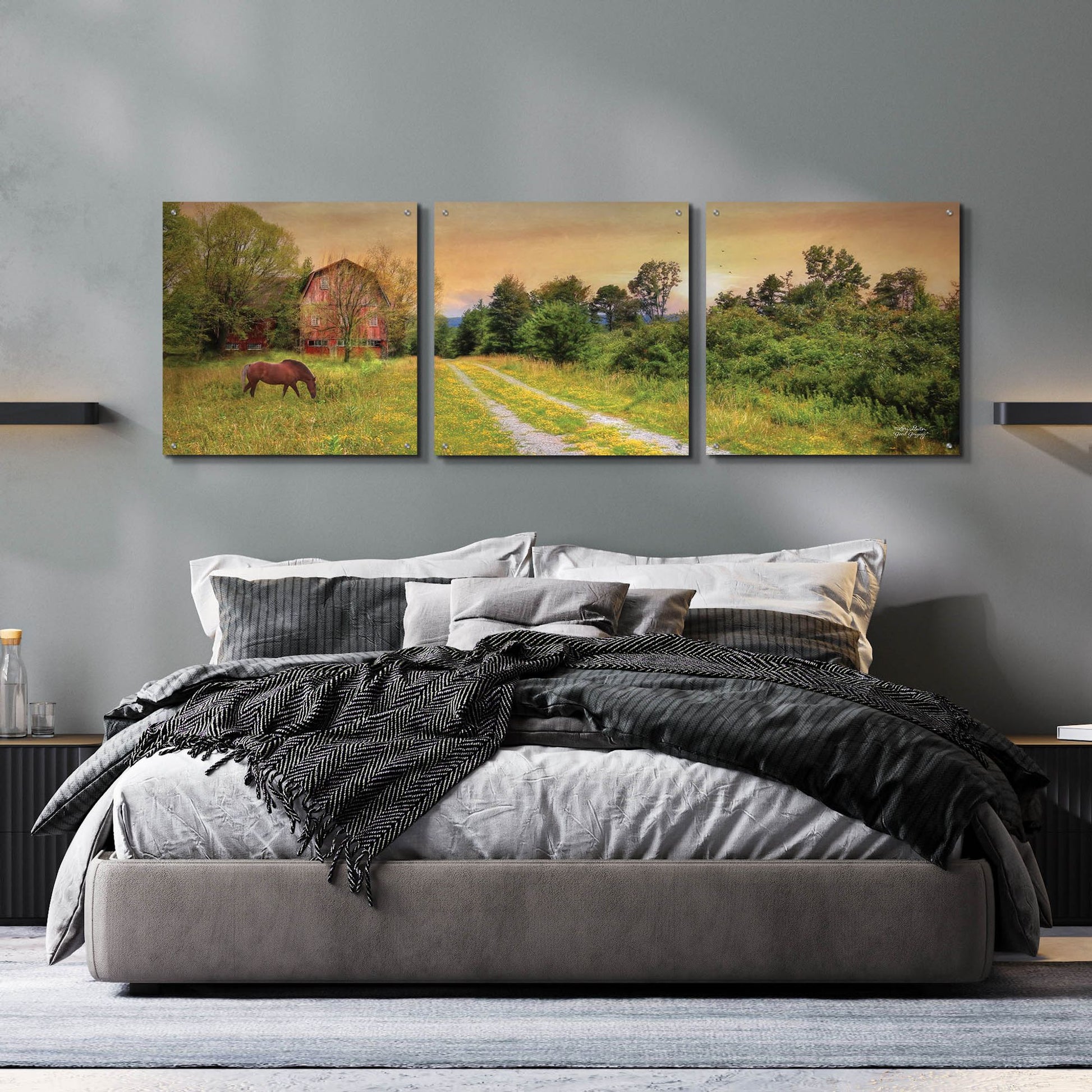 Epic Art 'Good Grazing' by Lori Deiter Acrylic Glass Wall Art, 3 Piece Set,72x24