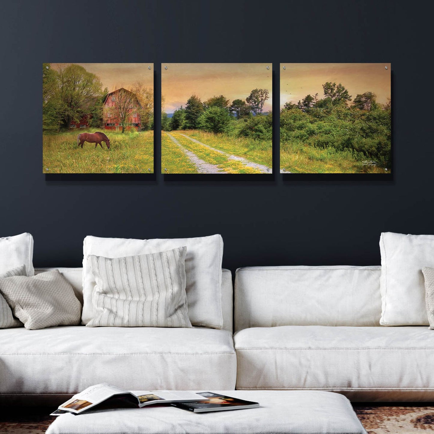 Epic Art 'Good Grazing' by Lori Deiter Acrylic Glass Wall Art, 3 Piece Set,72x24