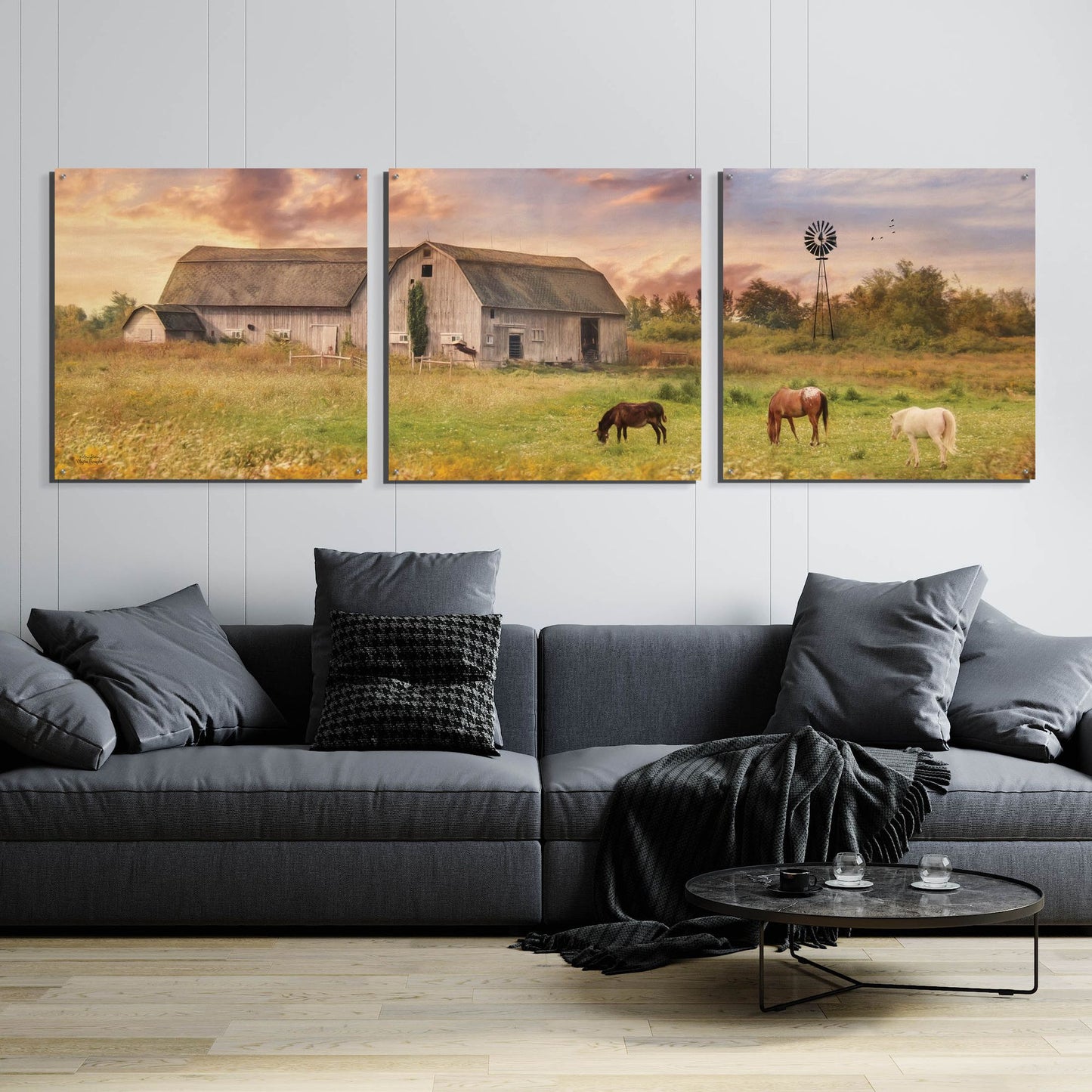 Epic Art 'Clayton Barnyard' by Lori Deiter Acrylic Glass Wall Art, 3 Piece Set,108x36