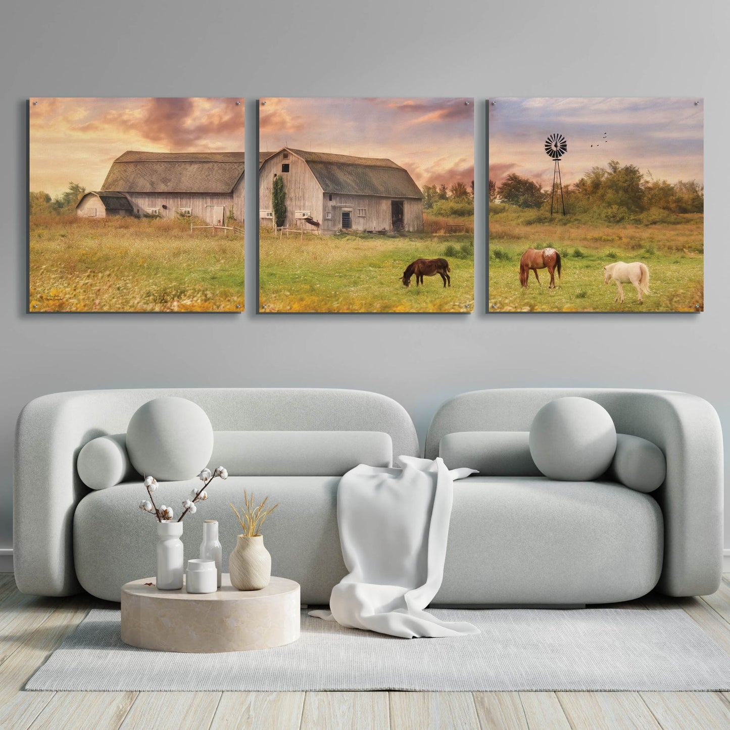 Epic Art 'Clayton Barnyard' by Lori Deiter Acrylic Glass Wall Art, 3 Piece Set,108x36