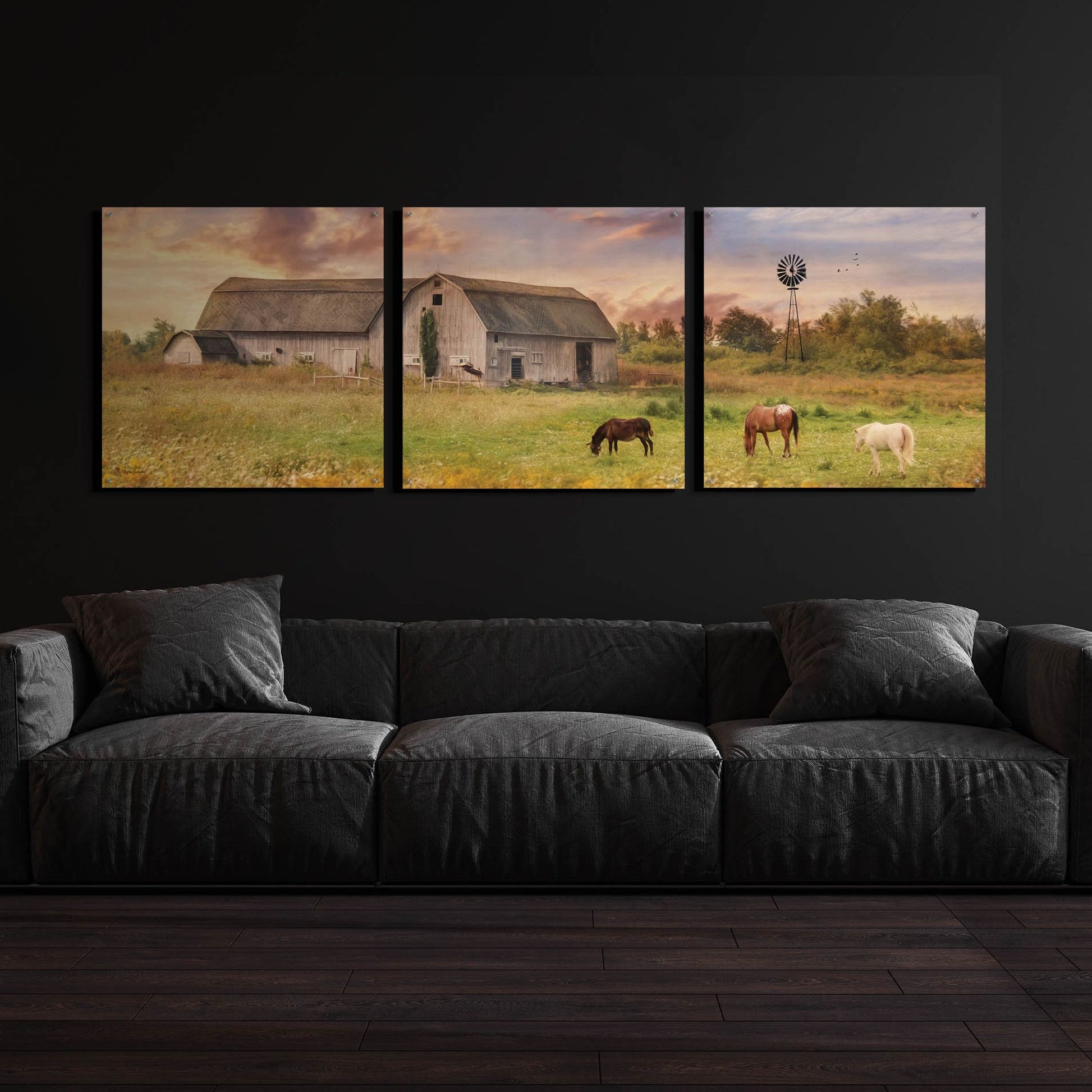 Epic Art 'Clayton Barnyard' by Lori Deiter Acrylic Glass Wall Art, 3 Piece Set,108x36