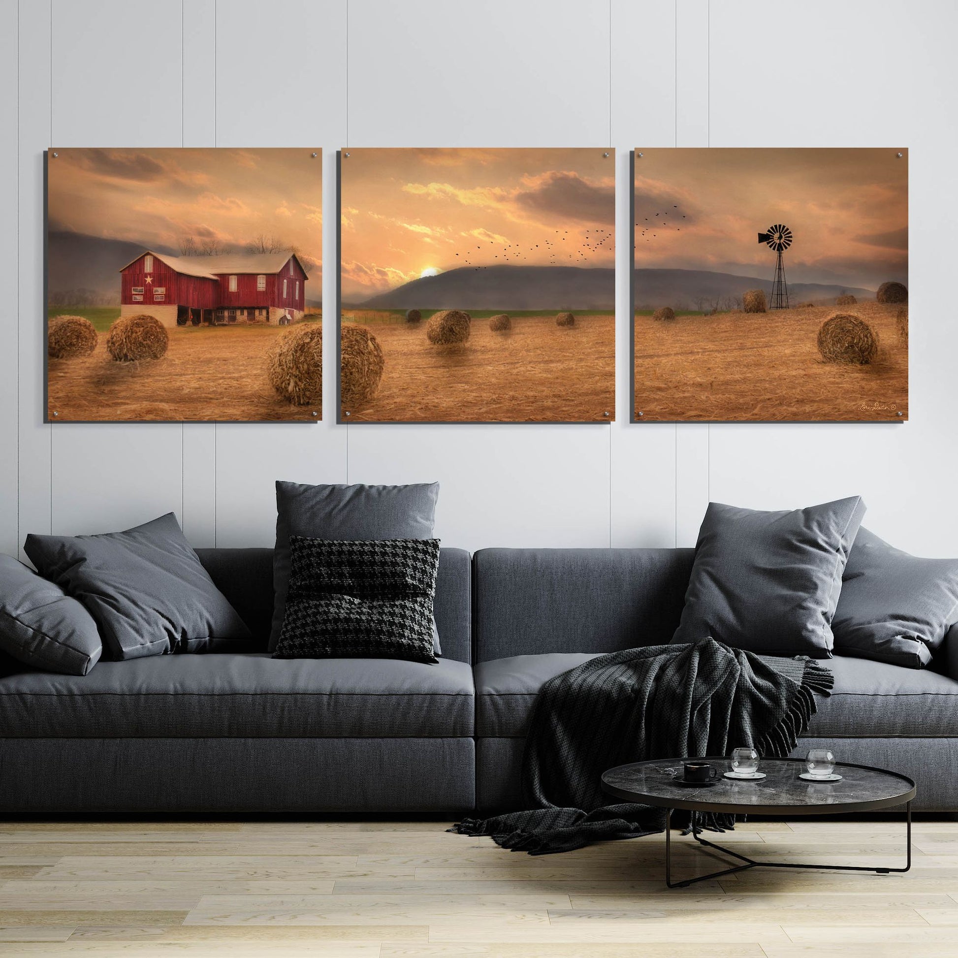 Epic Art 'Workin' the Farm' by Lori Deiter Acrylic Glass Wall Art, 3 Piece Set,108x36