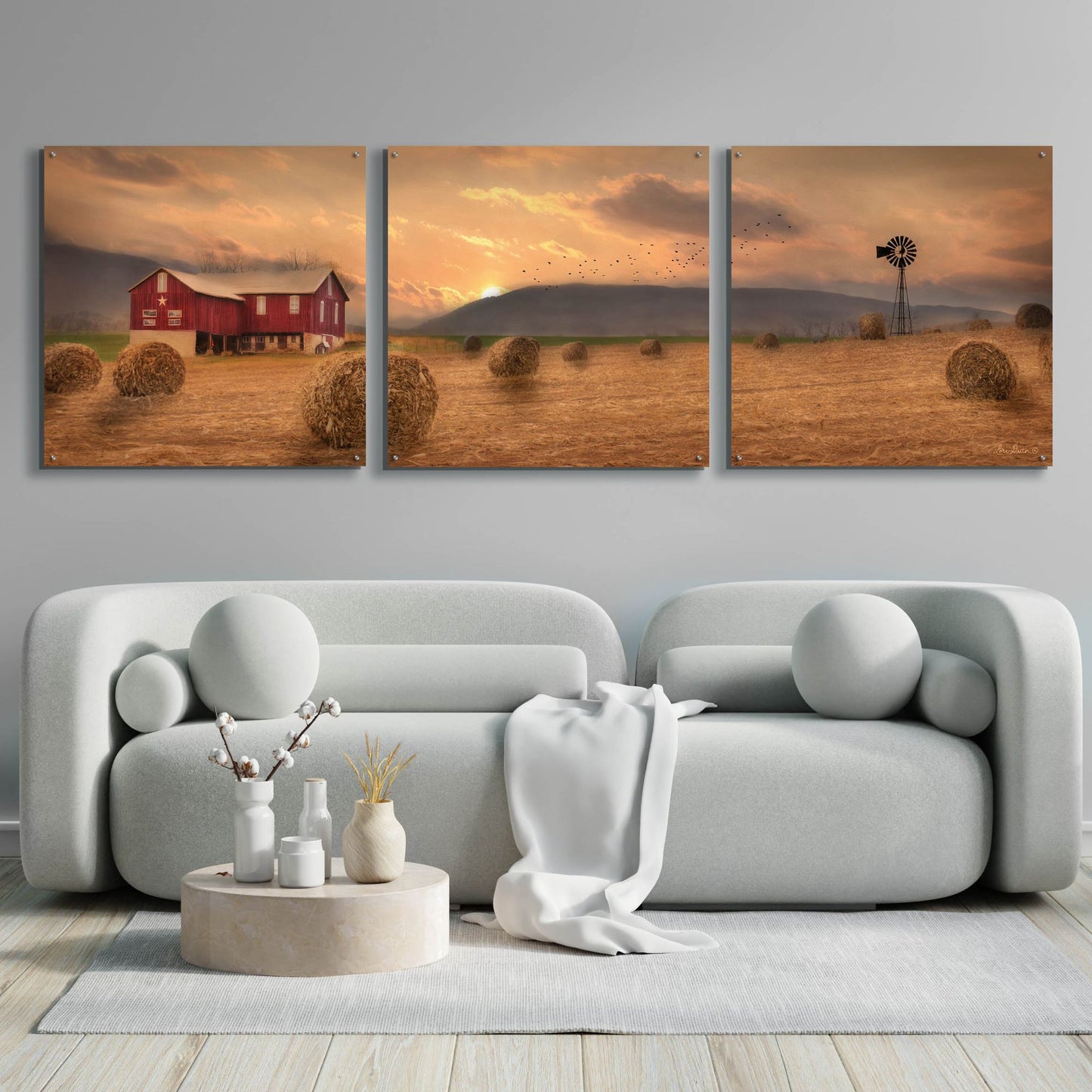 Epic Art 'Workin' the Farm' by Lori Deiter Acrylic Glass Wall Art, 3 Piece Set,108x36