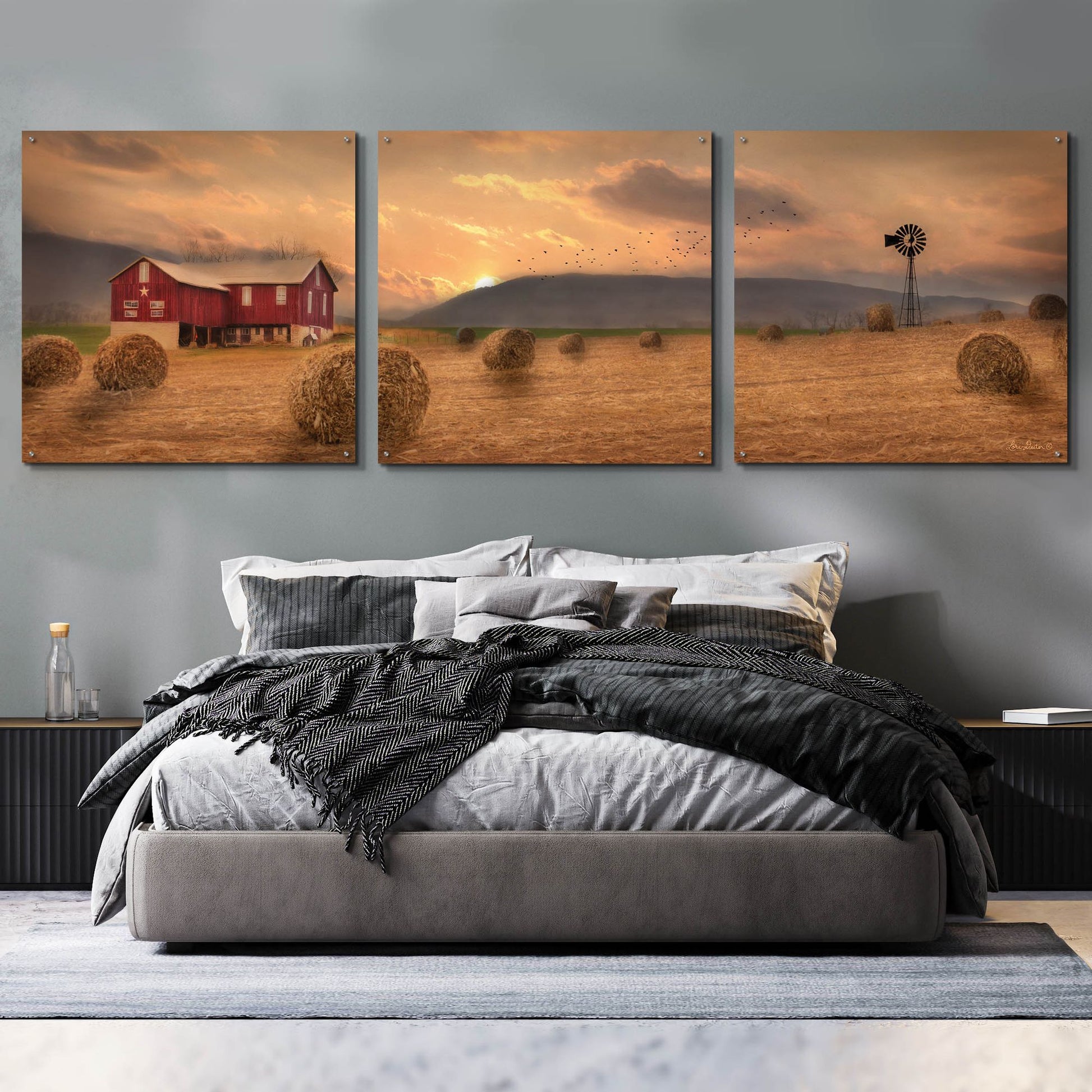 Epic Art 'Workin' the Farm' by Lori Deiter Acrylic Glass Wall Art, 3 Piece Set,108x36