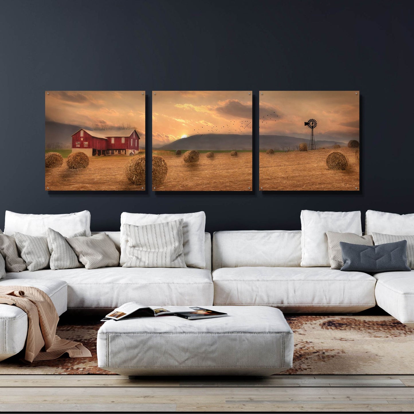 Epic Art 'Workin' the Farm' by Lori Deiter Acrylic Glass Wall Art, 3 Piece Set,108x36