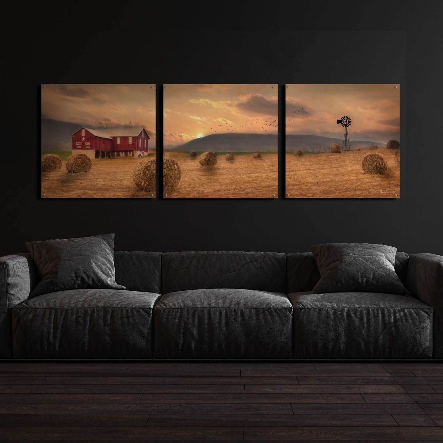 Epic Art 'Workin' the Farm' by Lori Deiter Acrylic Glass Wall Art, 3 Piece Set,108x36