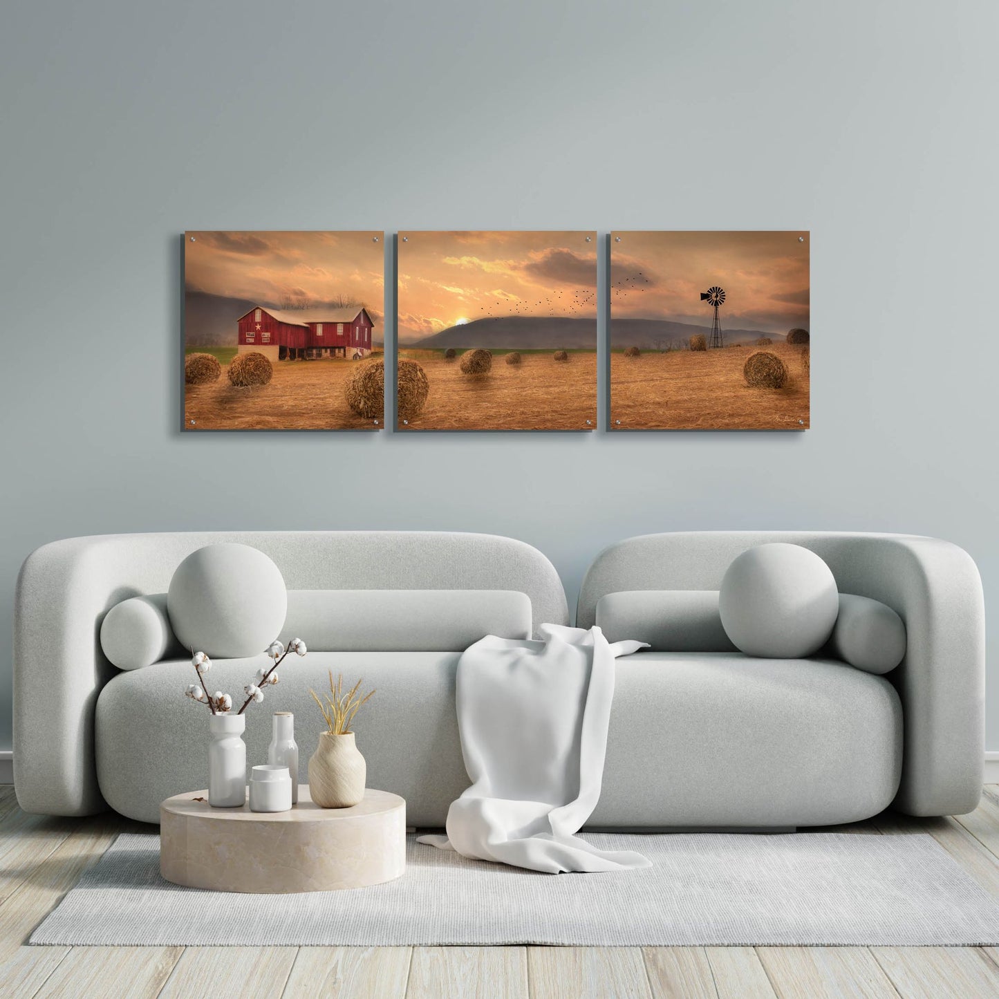 Epic Art 'Workin' the Farm' by Lori Deiter Acrylic Glass Wall Art, 3 Piece Set,72x24