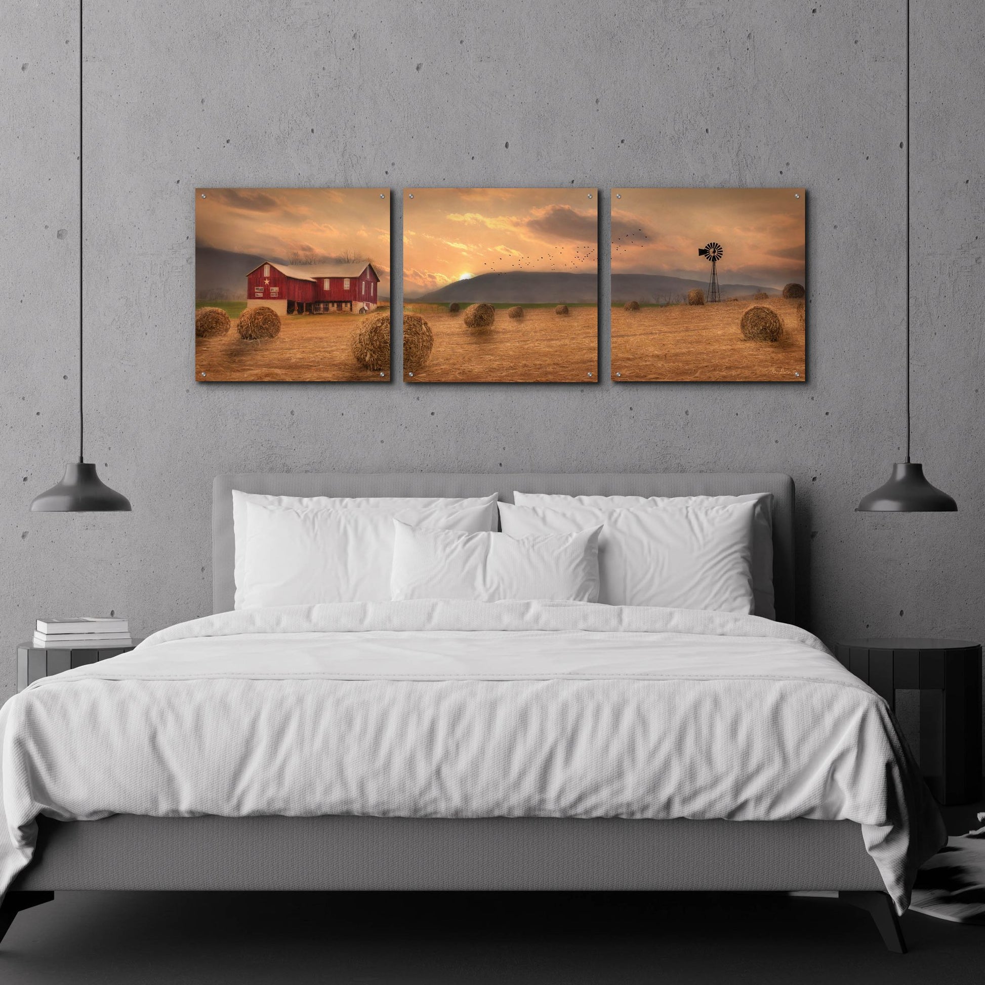 Epic Art 'Workin' the Farm' by Lori Deiter Acrylic Glass Wall Art, 3 Piece Set,72x24