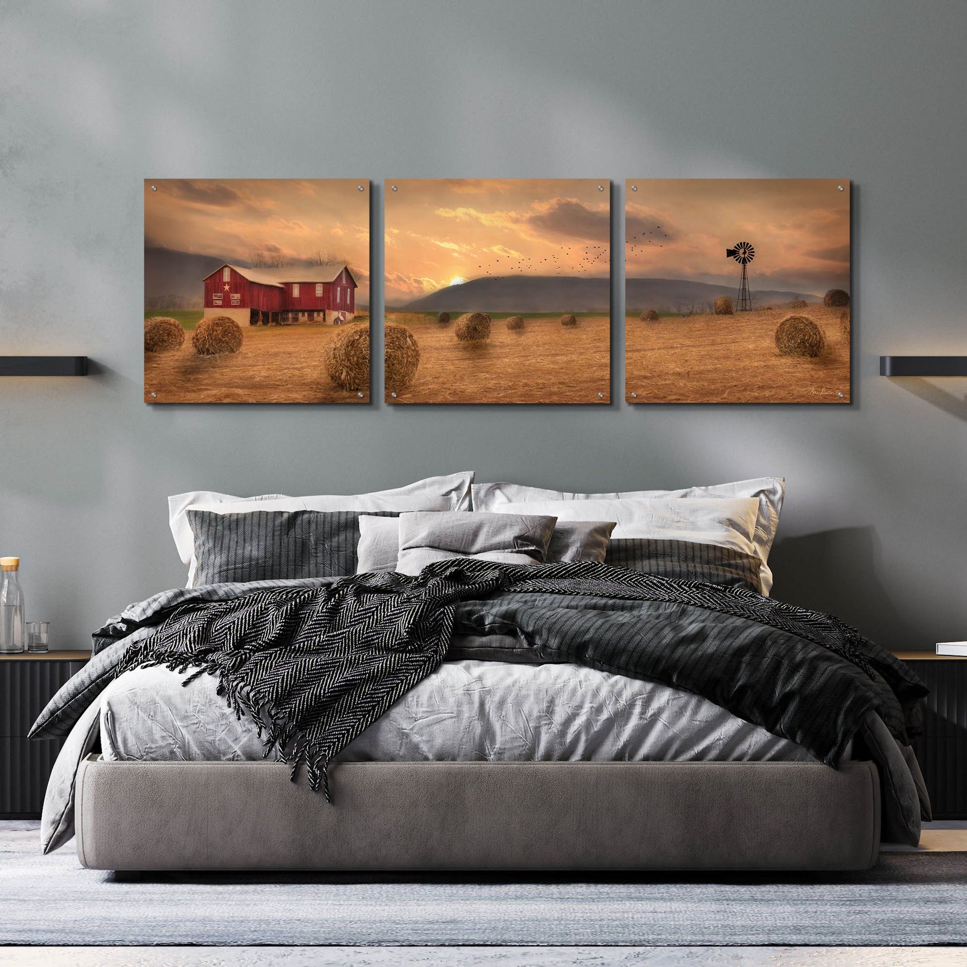 Epic Art 'Workin' the Farm' by Lori Deiter Acrylic Glass Wall Art, 3 Piece Set,72x24