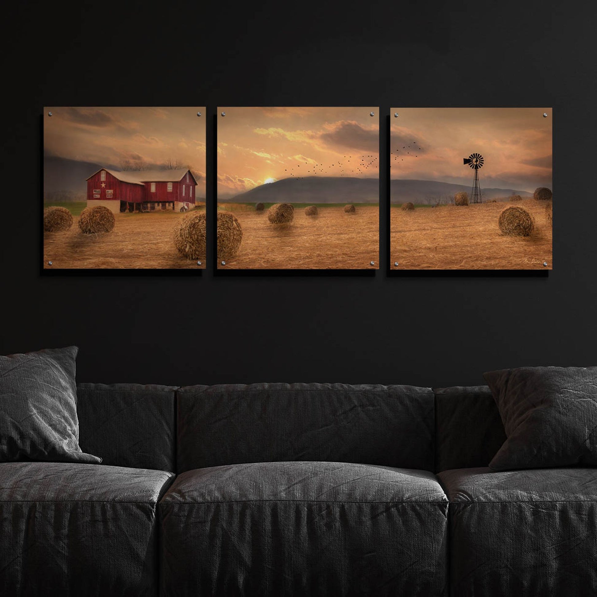 Epic Art 'Workin' the Farm' by Lori Deiter Acrylic Glass Wall Art, 3 Piece Set,72x24