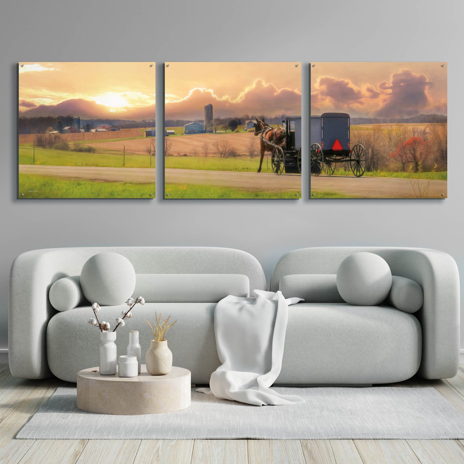 Epic Art 'Evening Cruise' by Lori Deiter Acrylic Glass Wall Art, 3 Piece Set,108x36