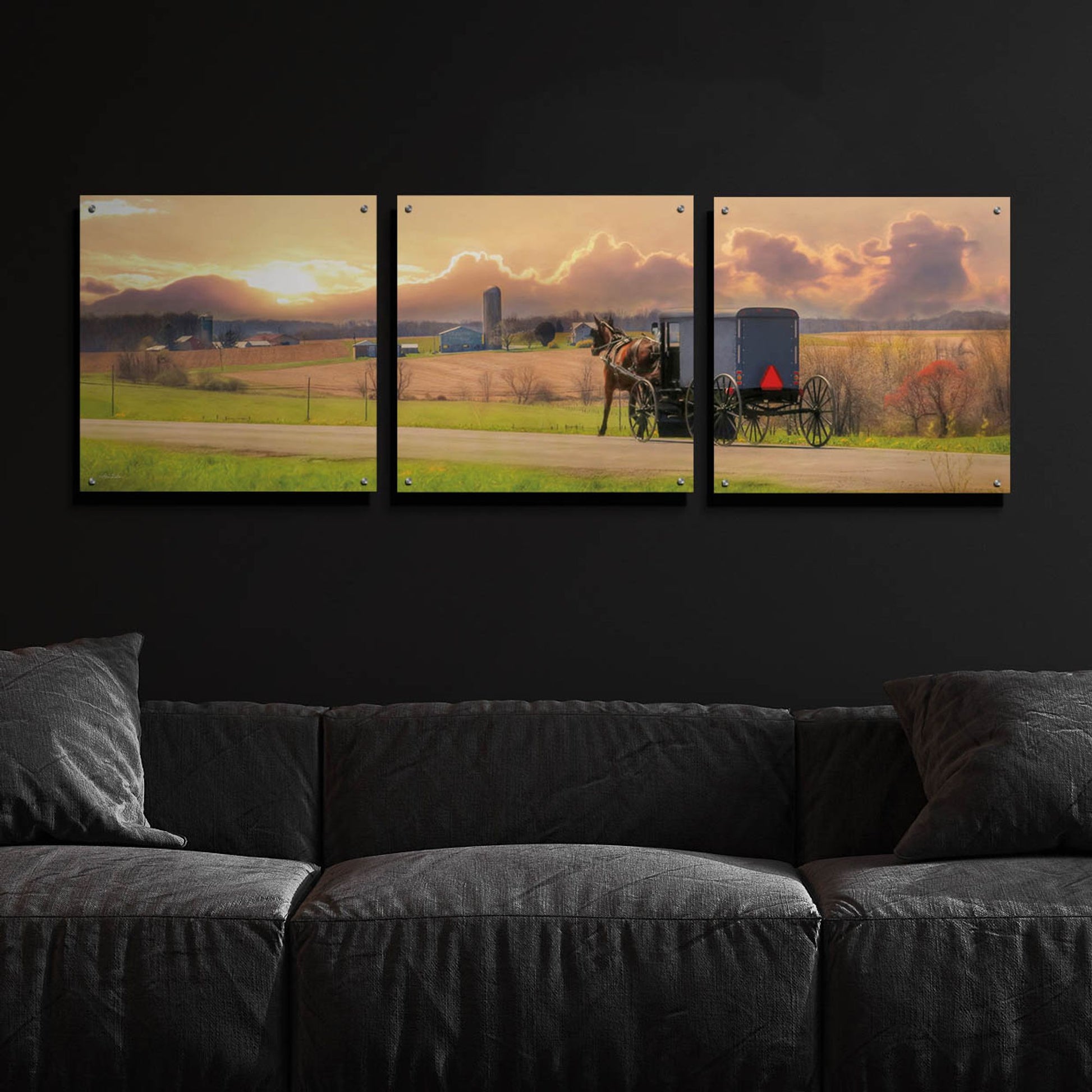 Epic Art 'Evening Cruise' by Lori Deiter Acrylic Glass Wall Art, 3 Piece Set,72x24