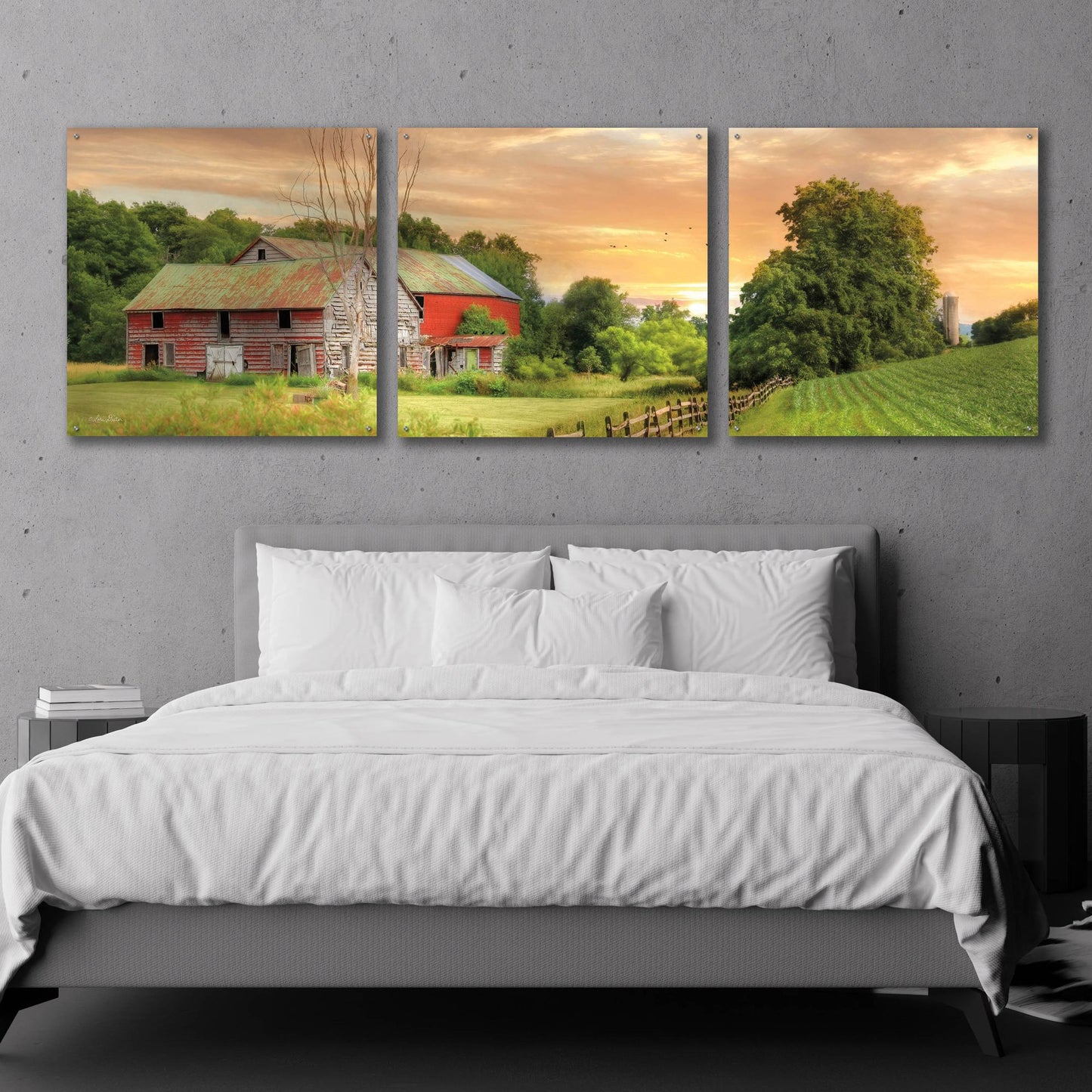 Epic Art 'Greener Pastures' by Lori Deiter Acrylic Glass Wall Art, 3 Piece Set,108x36