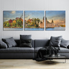 Epic Art 'Autumn at the Castle' by Lori Deiter Acrylic Glass Wall Art, 3 Piece Set,108x36