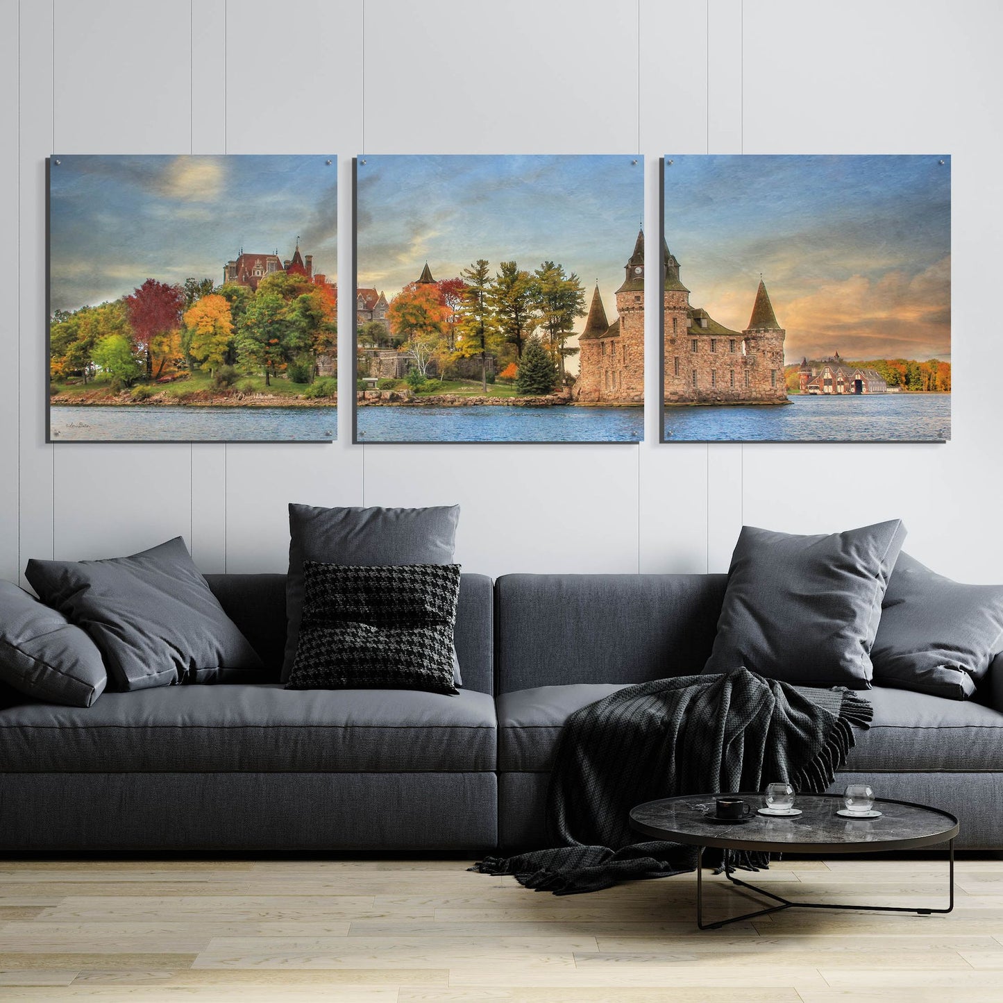 Epic Art 'Autumn at the Castle' by Lori Deiter Acrylic Glass Wall Art, 3 Piece Set,108x36