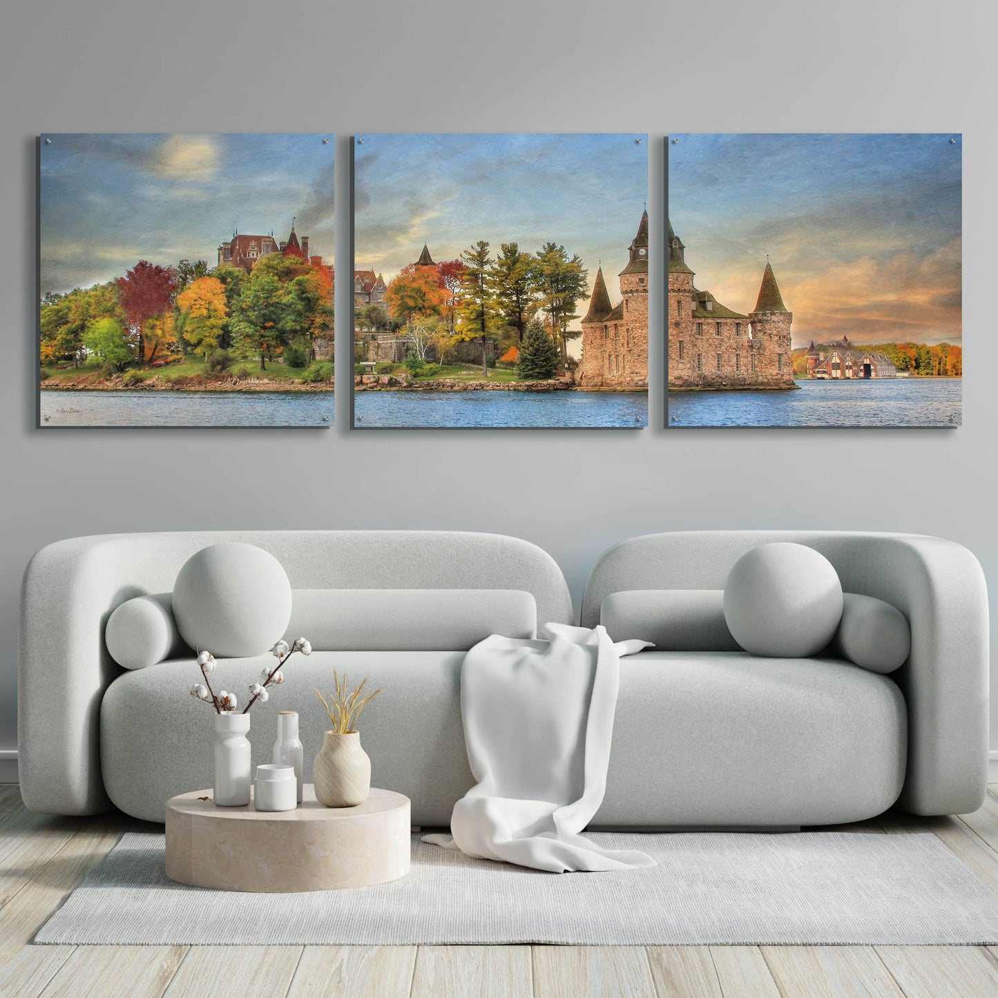 Epic Art 'Autumn at the Castle' by Lori Deiter Acrylic Glass Wall Art, 3 Piece Set,108x36