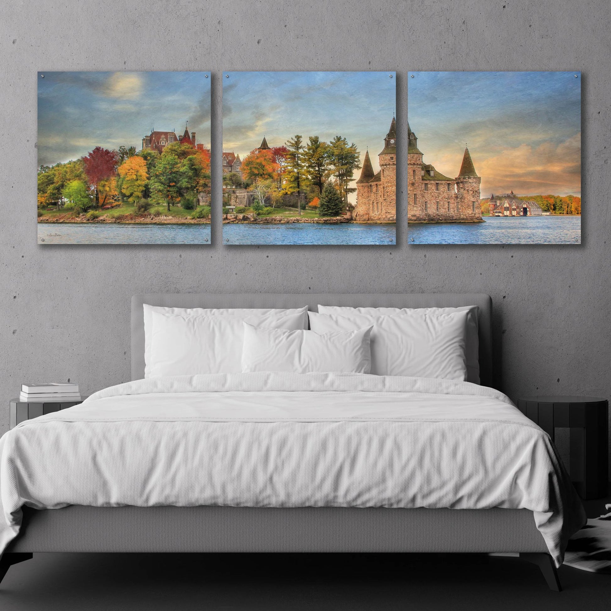 Epic Art 'Autumn at the Castle' by Lori Deiter Acrylic Glass Wall Art, 3 Piece Set,108x36