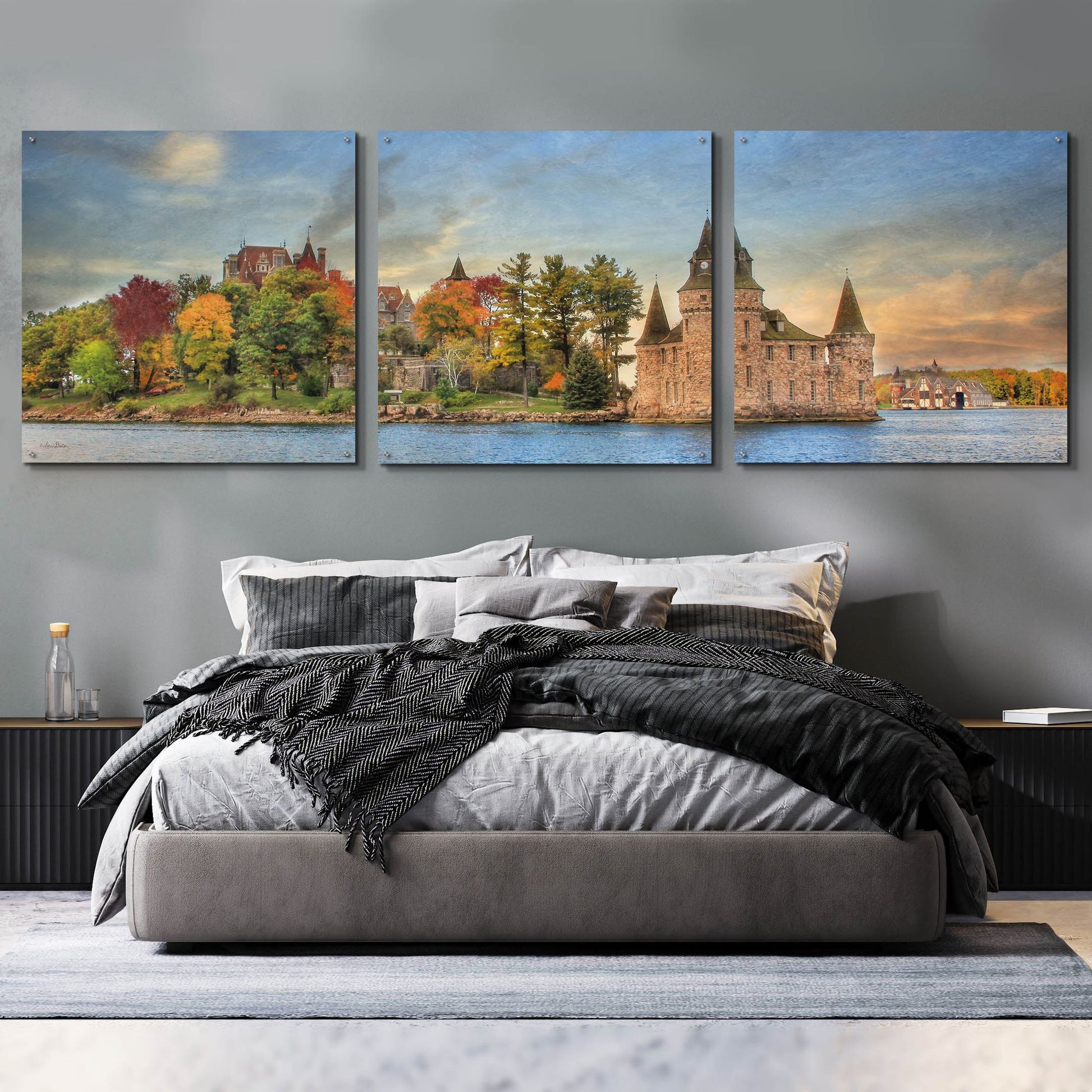 Epic Art 'Autumn at the Castle' by Lori Deiter Acrylic Glass Wall Art, 3 Piece Set,108x36