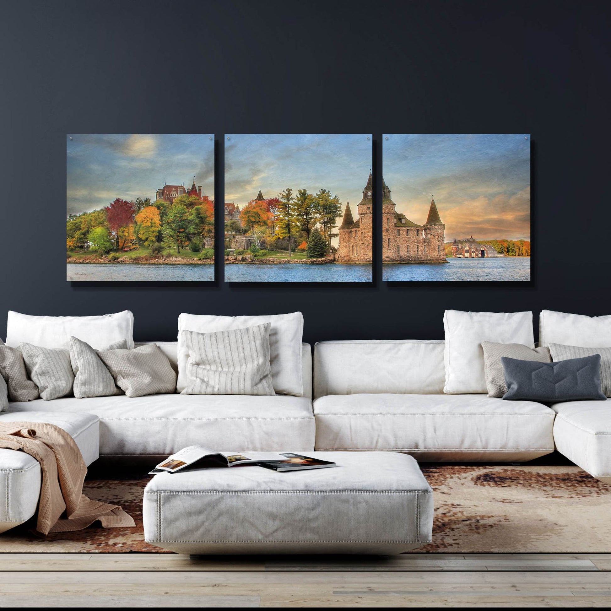 Epic Art 'Autumn at the Castle' by Lori Deiter Acrylic Glass Wall Art, 3 Piece Set,108x36