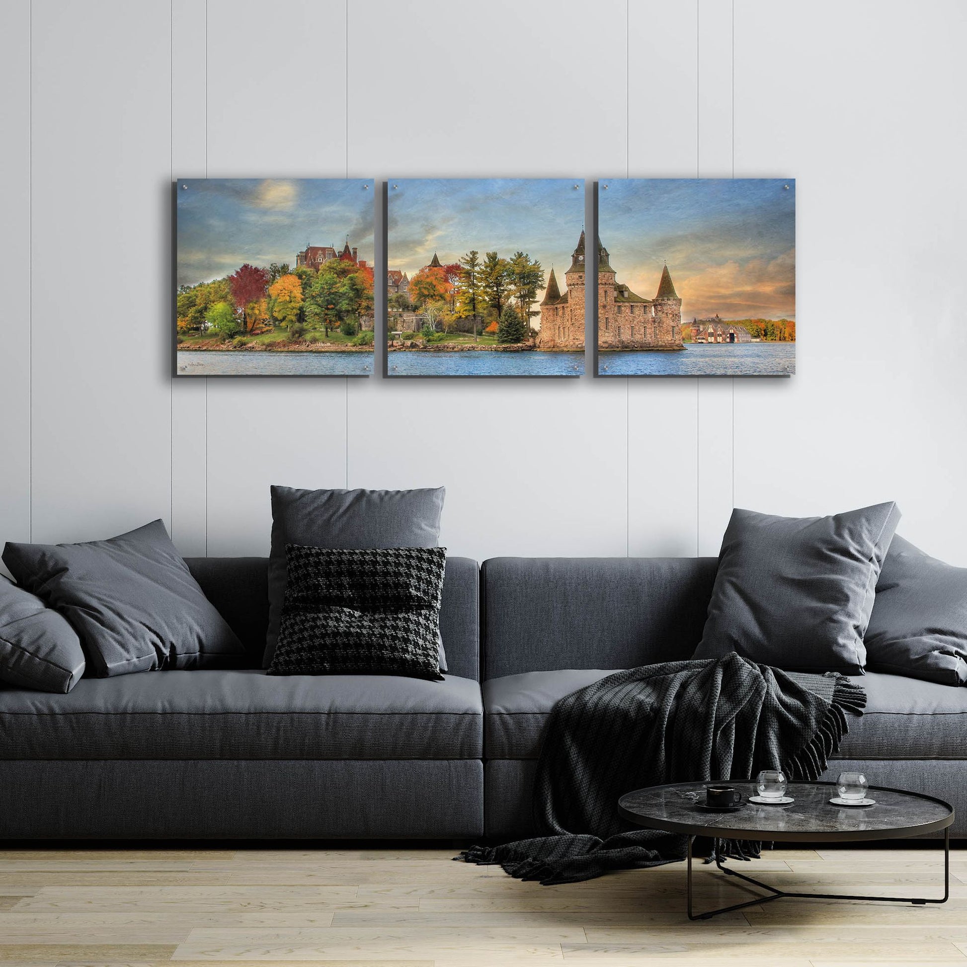 Epic Art 'Autumn at the Castle' by Lori Deiter Acrylic Glass Wall Art, 3 Piece Set,72x24