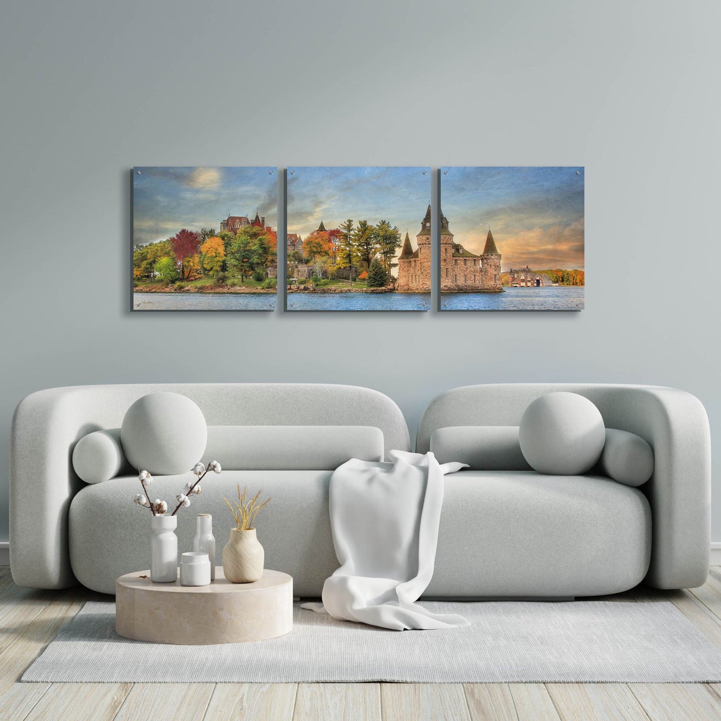 Epic Art 'Autumn at the Castle' by Lori Deiter Acrylic Glass Wall Art, 3 Piece Set,72x24