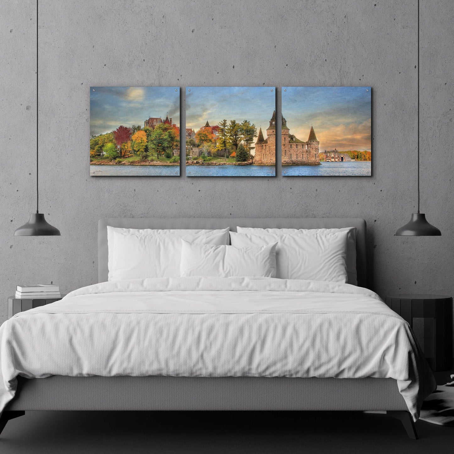 Epic Art 'Autumn at the Castle' by Lori Deiter Acrylic Glass Wall Art, 3 Piece Set,72x24