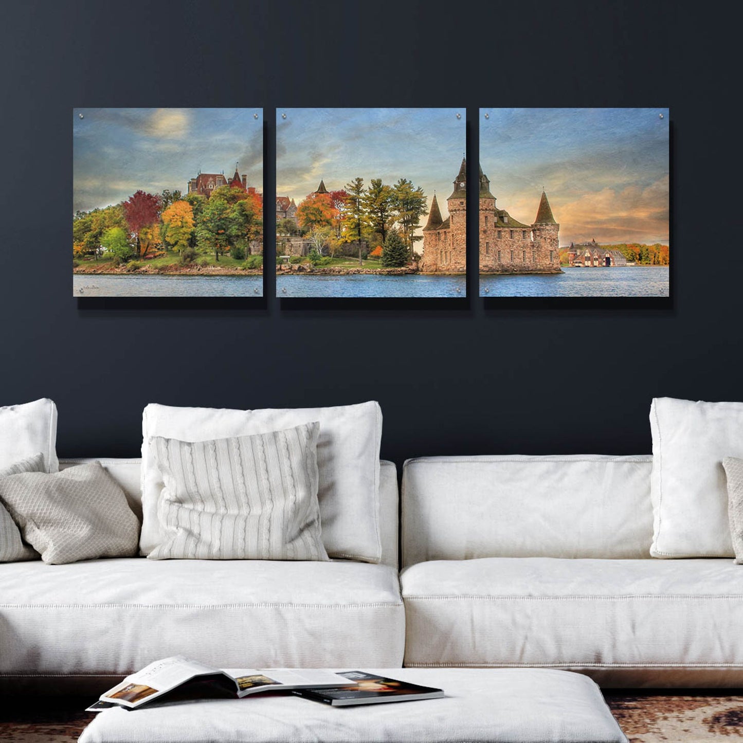 Epic Art 'Autumn at the Castle' by Lori Deiter Acrylic Glass Wall Art, 3 Piece Set,72x24