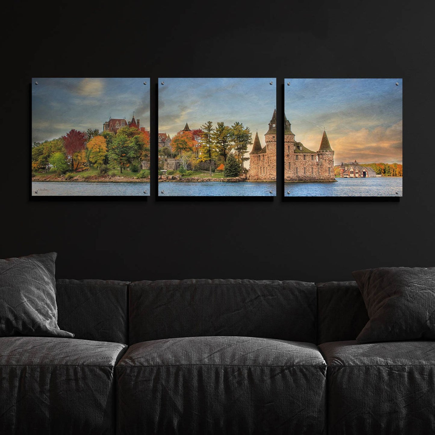 Epic Art 'Autumn at the Castle' by Lori Deiter Acrylic Glass Wall Art, 3 Piece Set,72x24