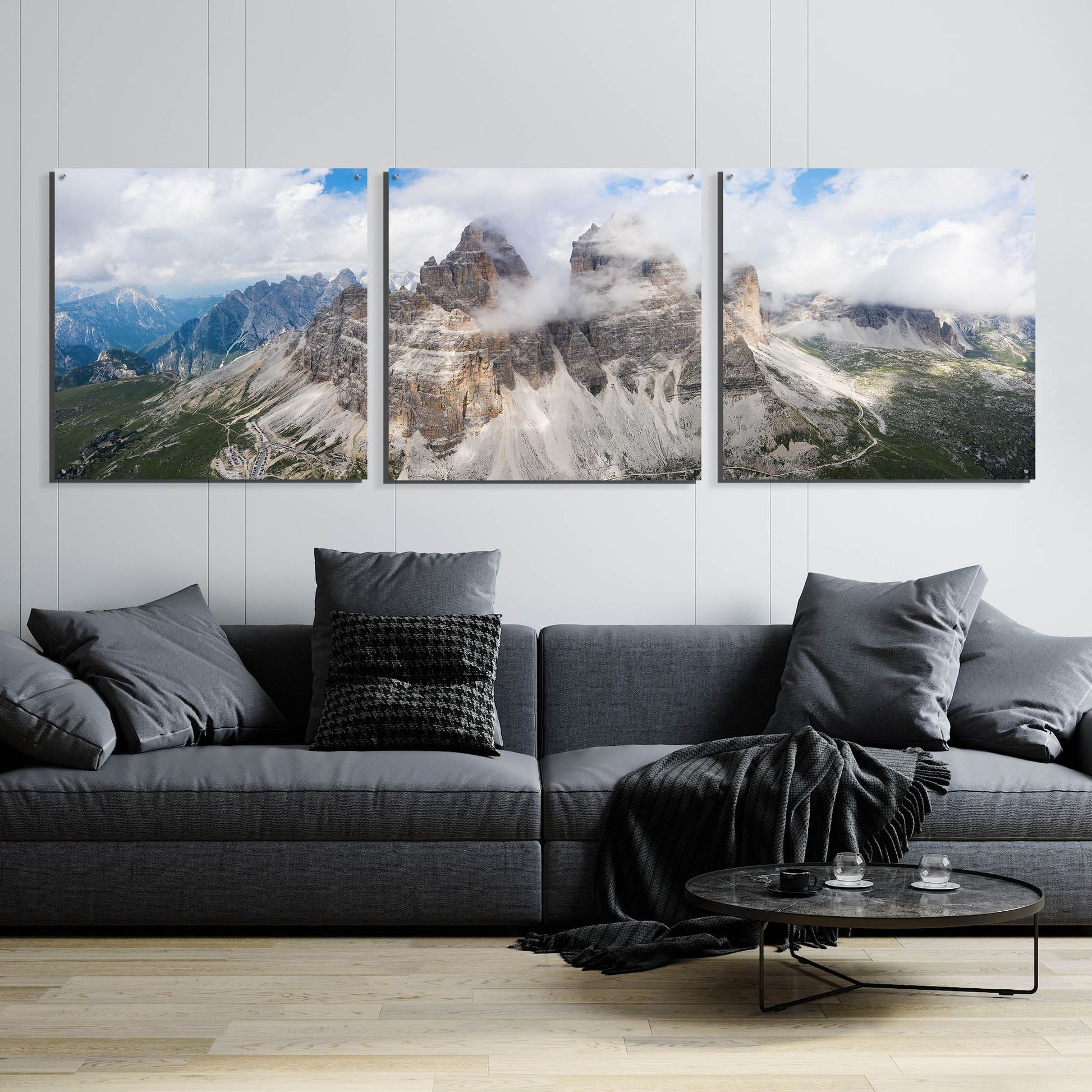 Epic Art 'Tre Cime Di Lavaredo' Acrylic Glass Wall Art, 3 Piece Set,108x36