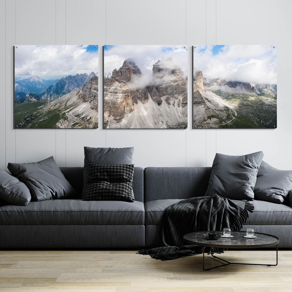 Epic Art 'Tre Cime Di Lavaredo' Acrylic Glass Wall Art, 3 Piece Set,108x36