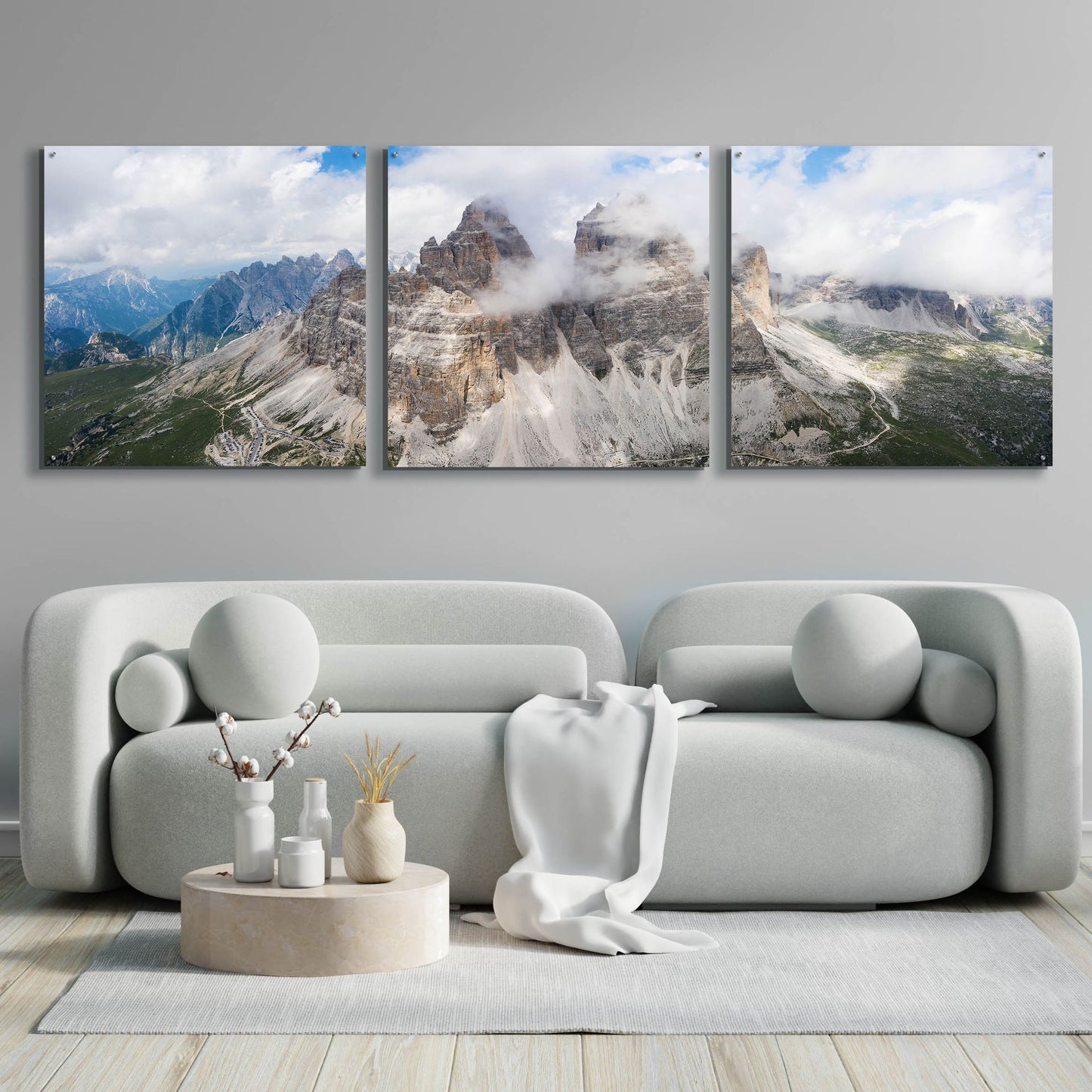 Epic Art 'Tre Cime Di Lavaredo' Acrylic Glass Wall Art, 3 Piece Set,108x36