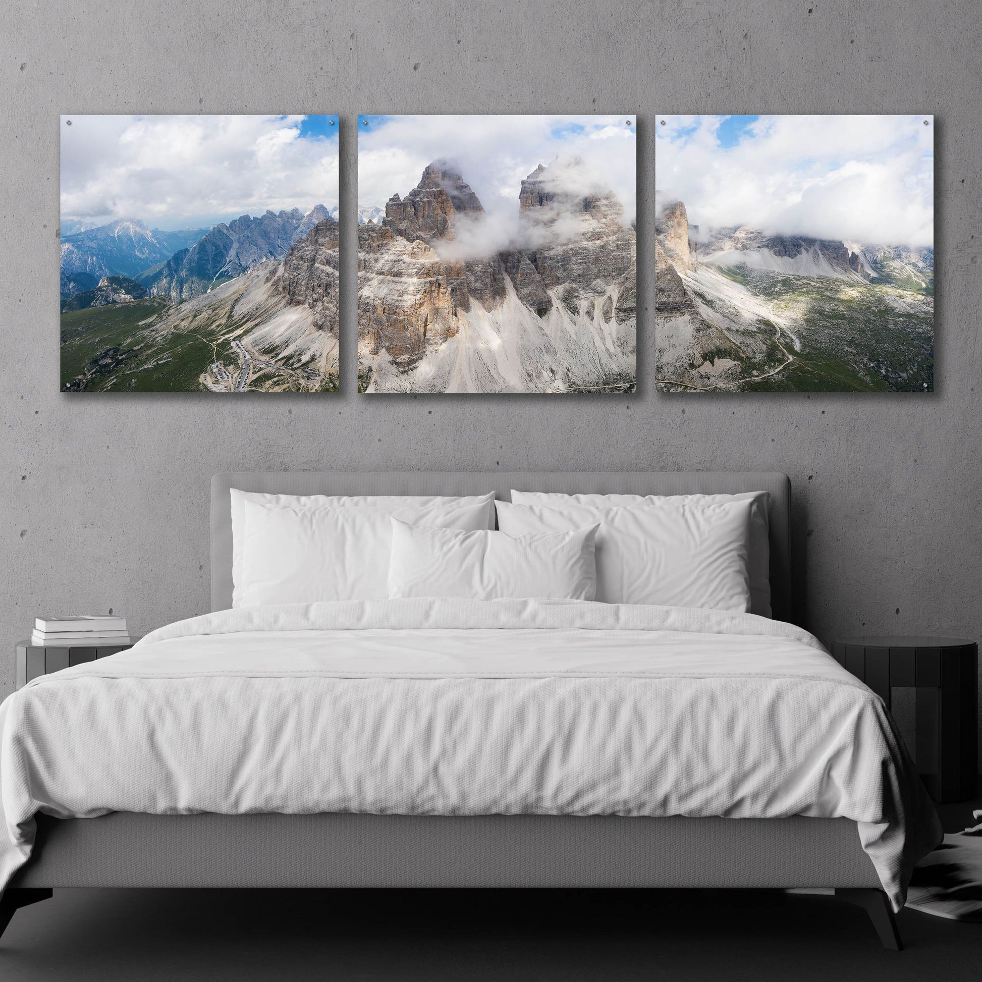 Epic Art 'Tre Cime Di Lavaredo' Acrylic Glass Wall Art, 3 Piece Set,108x36