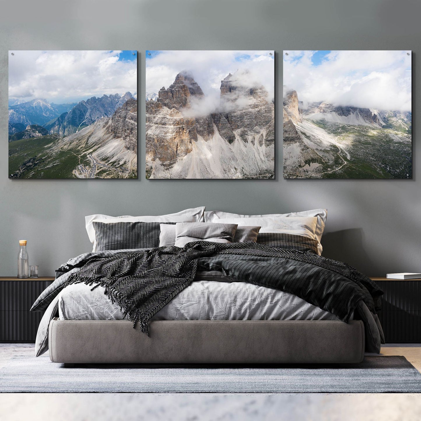 Epic Art 'Tre Cime Di Lavaredo' Acrylic Glass Wall Art, 3 Piece Set,108x36