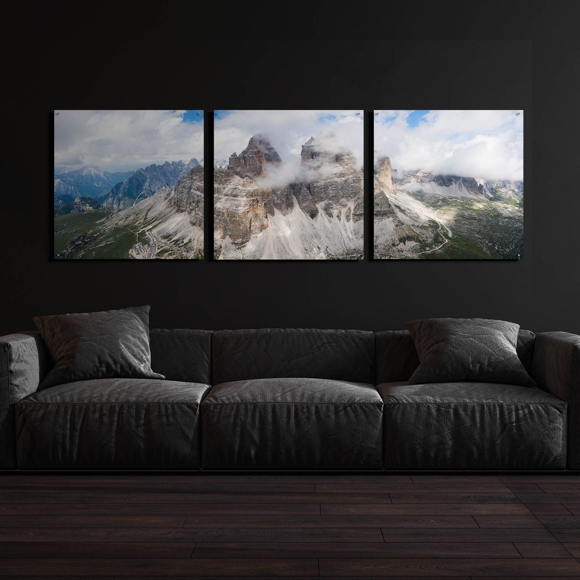 Epic Art 'Tre Cime Di Lavaredo' Acrylic Glass Wall Art, 3 Piece Set,108x36