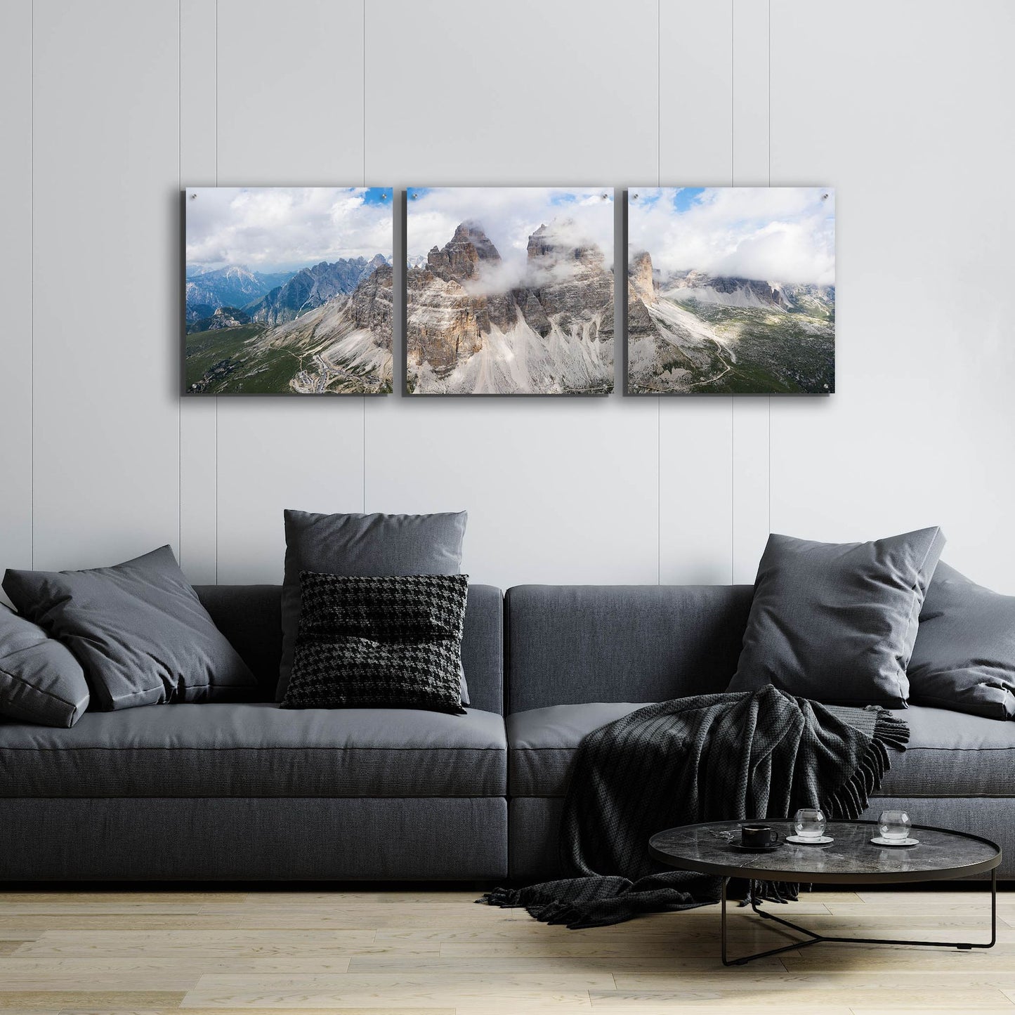 Epic Art 'Tre Cime Di Lavaredo' Acrylic Glass Wall Art, 3 Piece Set,72x24