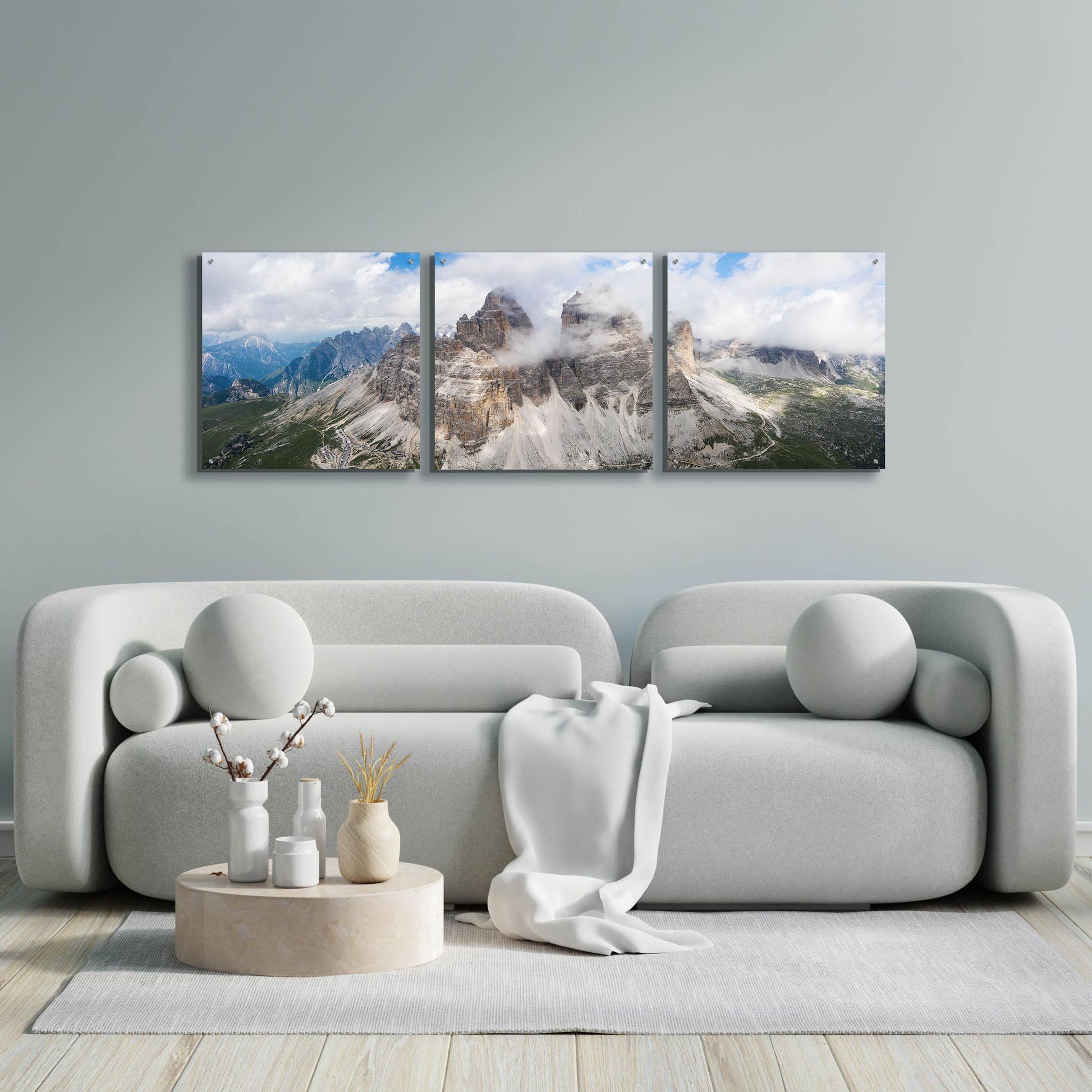 Epic Art 'Tre Cime Di Lavaredo' Acrylic Glass Wall Art, 3 Piece Set,72x24