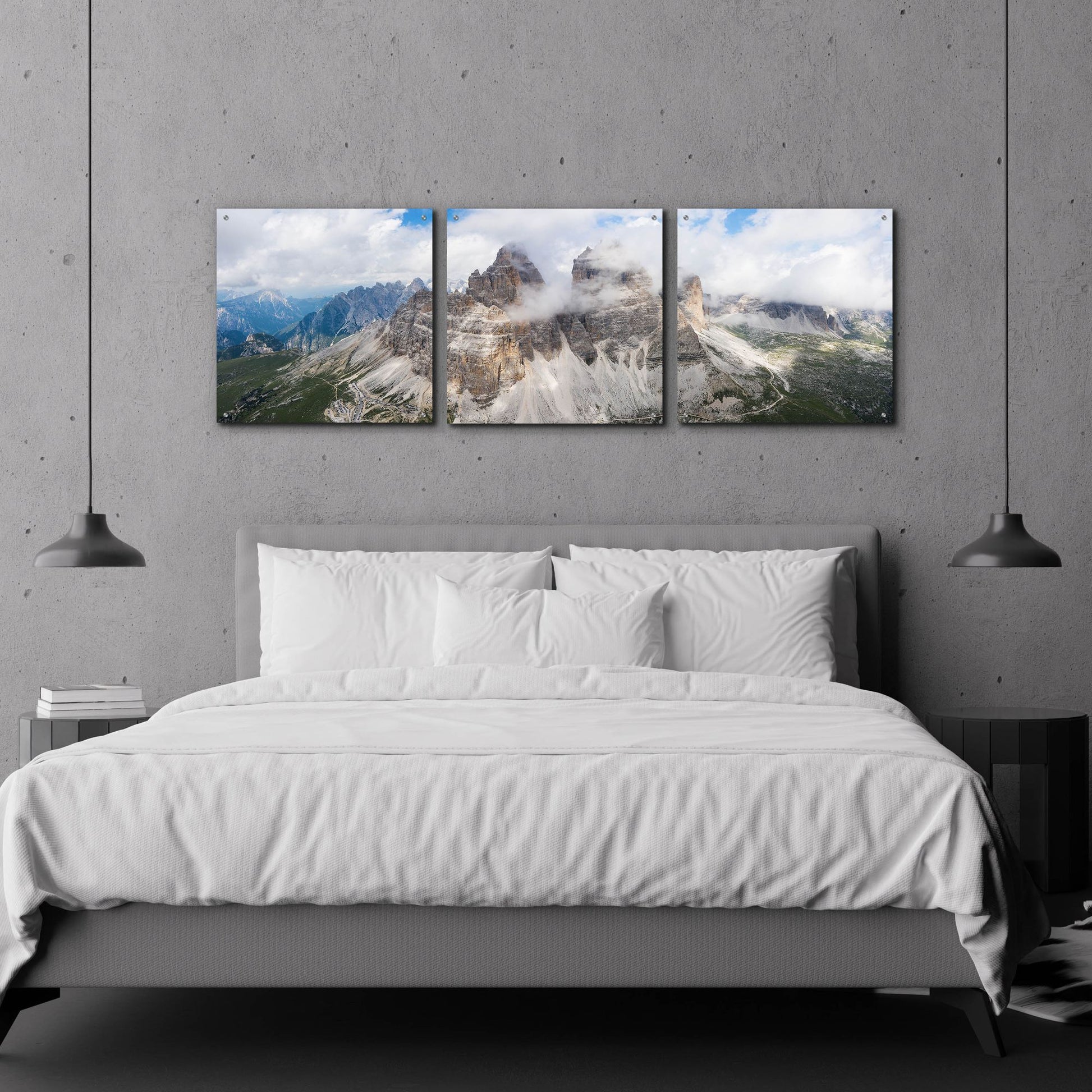 Epic Art 'Tre Cime Di Lavaredo' Acrylic Glass Wall Art, 3 Piece Set,72x24