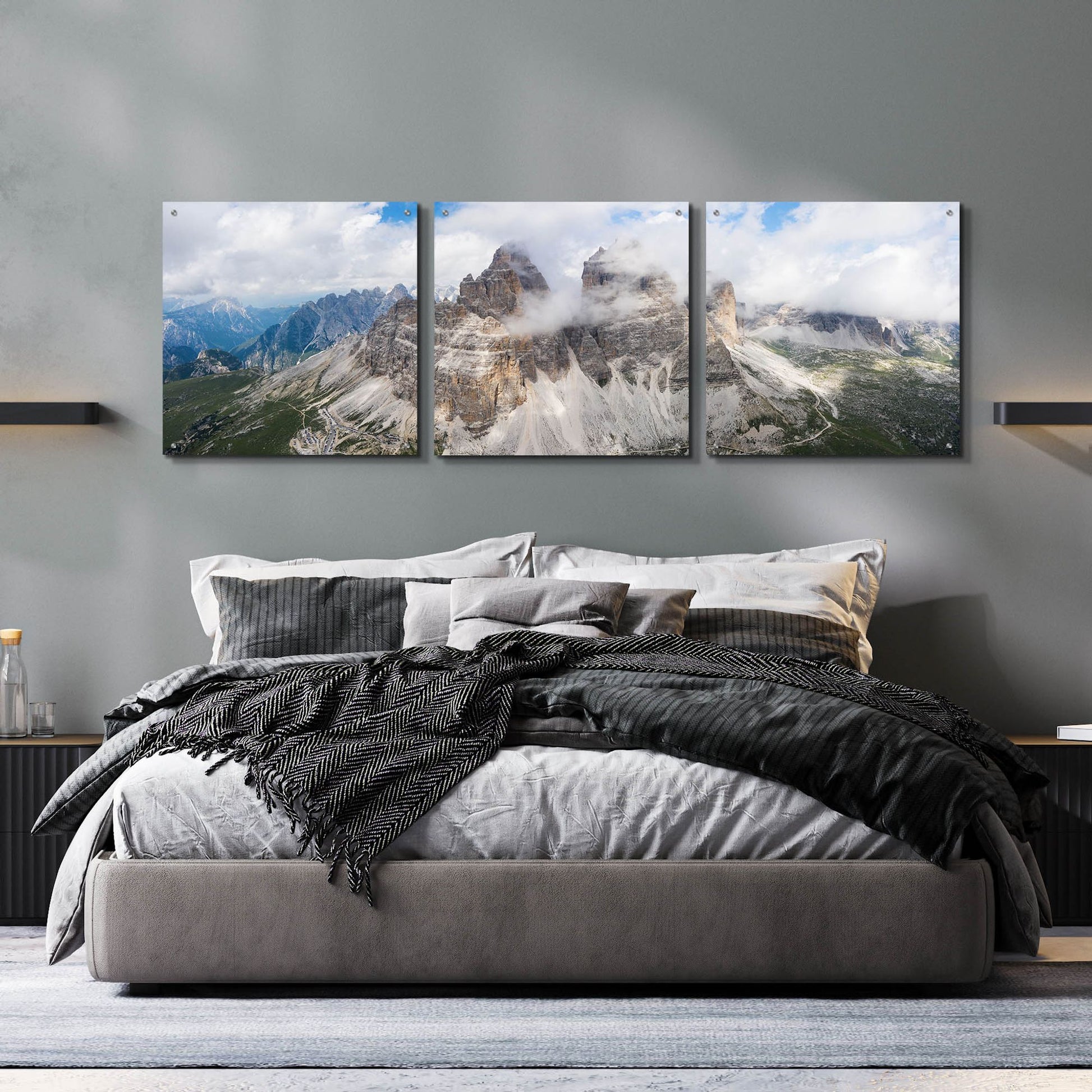 Epic Art 'Tre Cime Di Lavaredo' Acrylic Glass Wall Art, 3 Piece Set,72x24