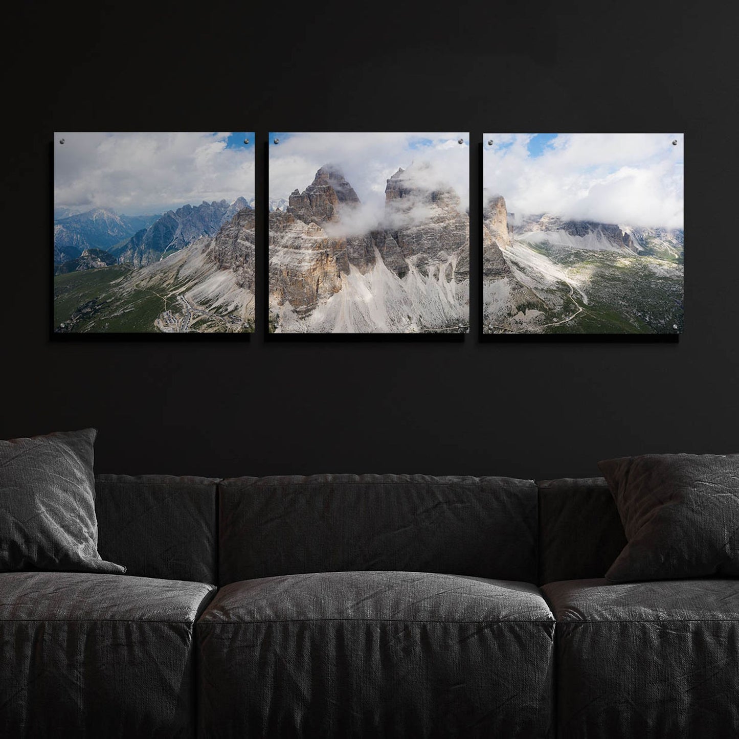 Epic Art 'Tre Cime Di Lavaredo' Acrylic Glass Wall Art, 3 Piece Set,72x24