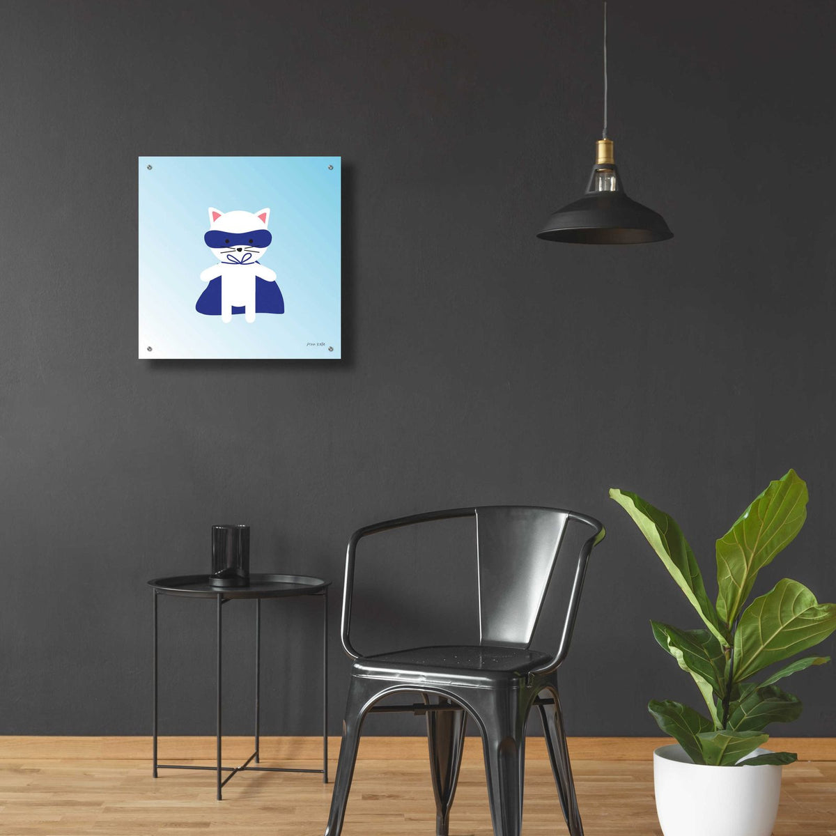 Cat Super Hero by Ann Kelle - 24x24 acrylic wall art in a room